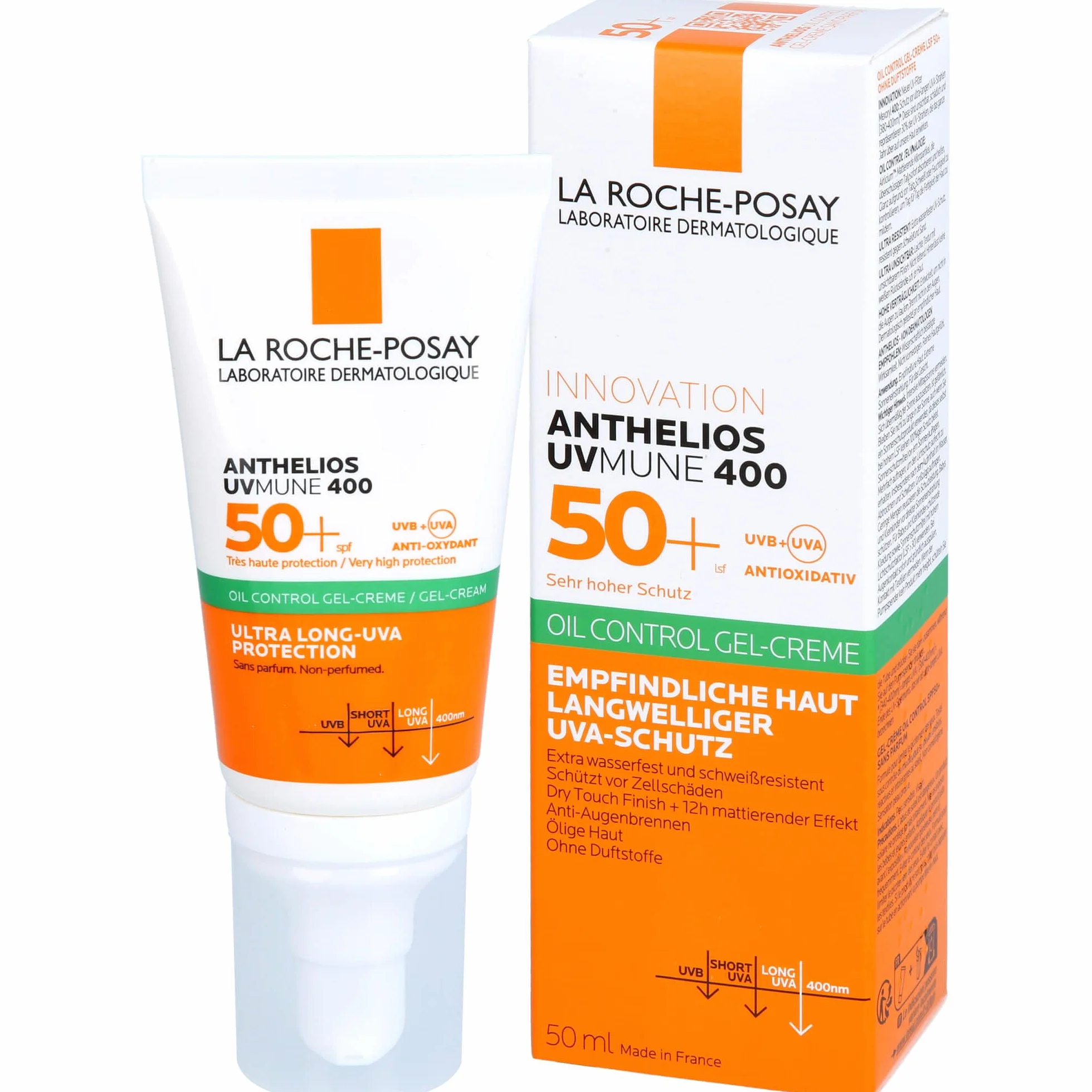 La Roche-Posay Innovation Anthelios UV Mune 400 50+ Oil Control Gel Creme Ultra Long UVA Protection Sans Parfum 50 ml