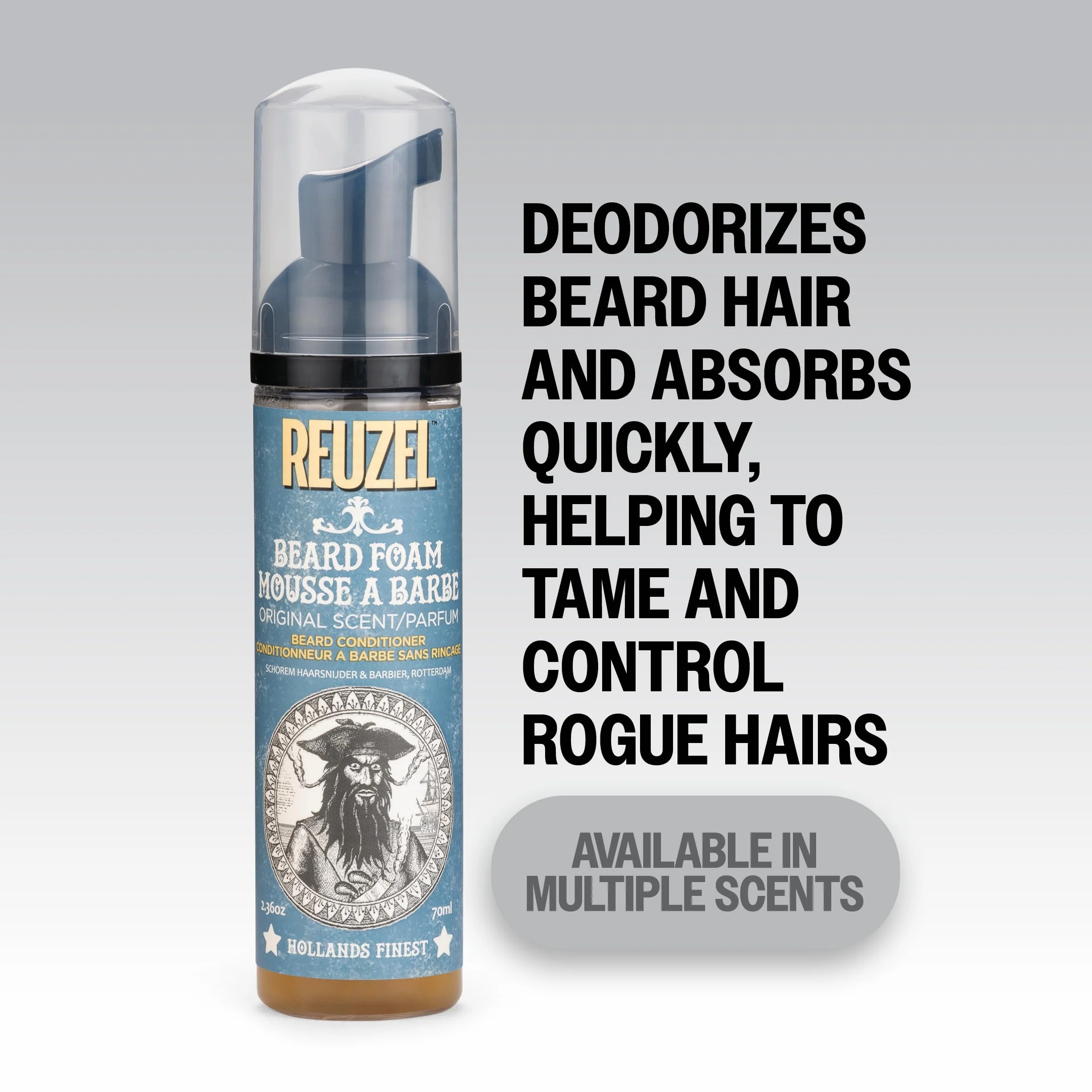 Reuzel Beard Foam - Scented Cream that Reduces Beardruff and Itchy Skin - Men's Grooming Conditioner that Quickly Absorbs into Skin - Vegan Moisturizer for Him with an Everyman Fragrance - 70 ml