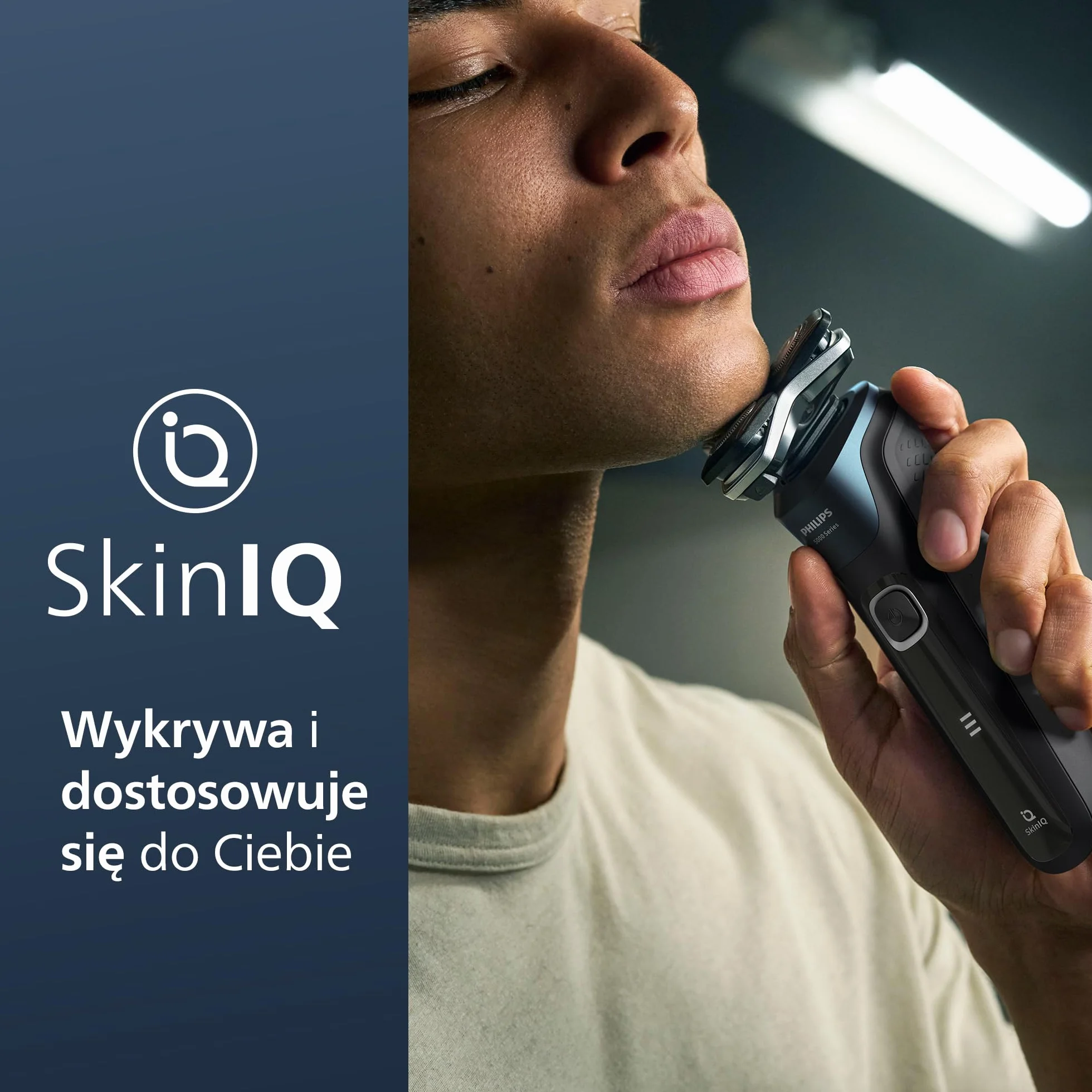 Philips Golarka Serii 5000 S5889/50 Elektryczna na Mokro i na Sucho SkinIQ Trymer Etui Podróżne Saszetka Quick Clean Pod Niebieski