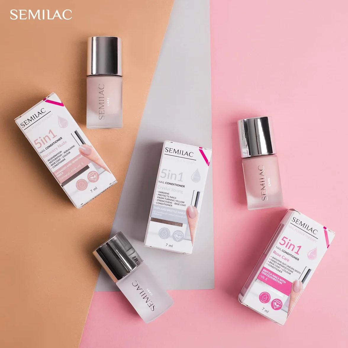 Semilac Odżywka Do Paznokci Łamliwych Z Przebarwieniami 5w1 Rose Care 7ml