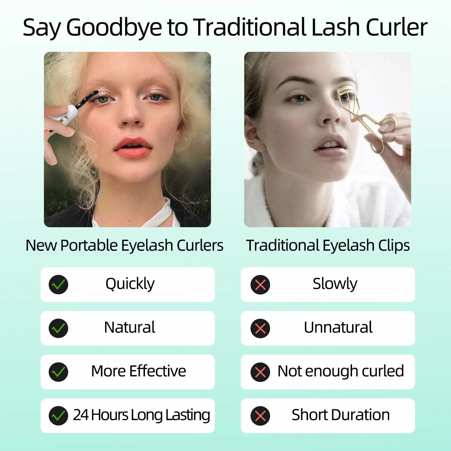 Heated EyeLash Curler, Heated Lash Curler, Intelligent Power Off Rechargeable Electric Eyelash Curler Heated Quickly By Steel Wire for 24 Hs Natural Makeup (Bright White, X8-132MM)