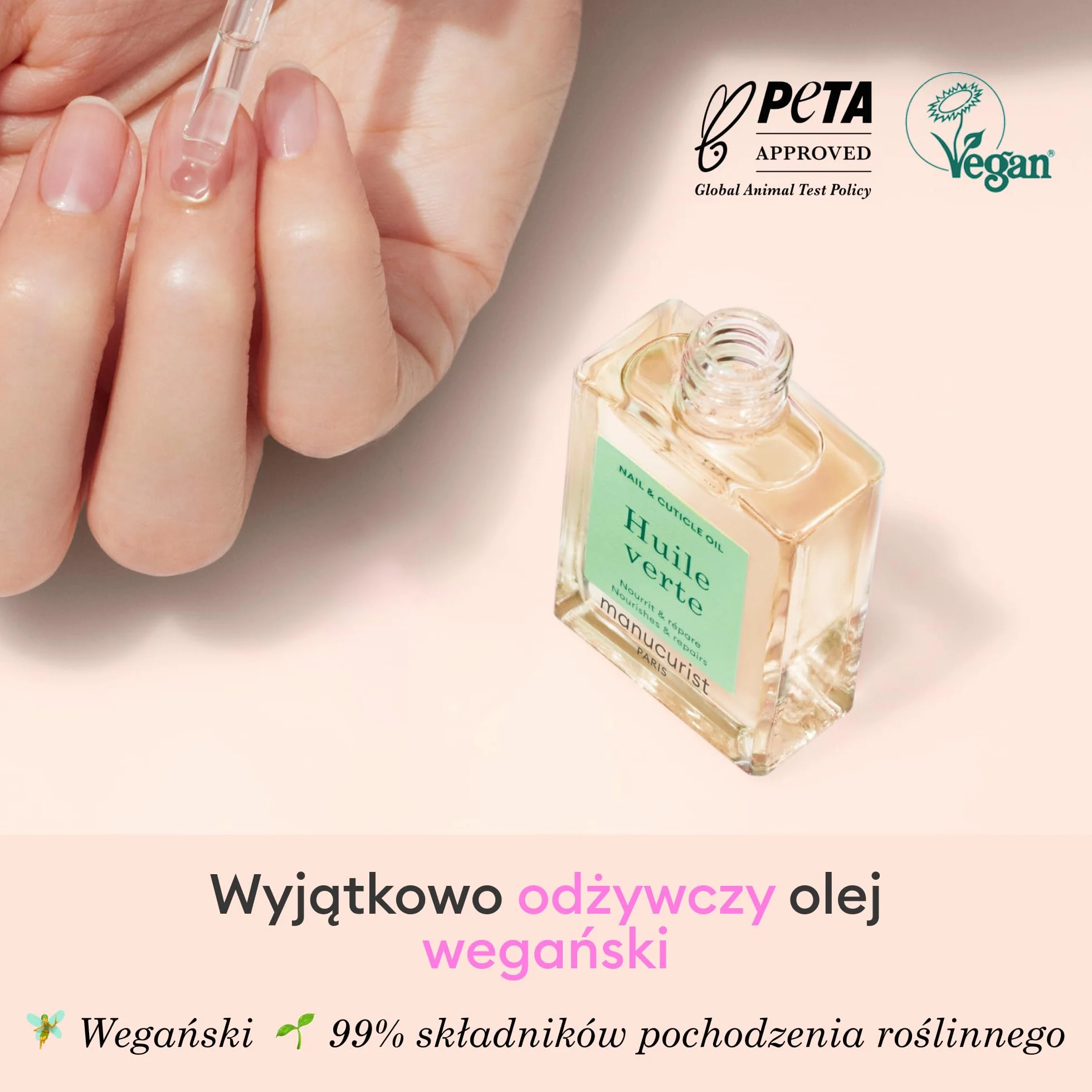 Manucurist Zielony olejek do paznokci i skórek 15 ml 99% organiczny