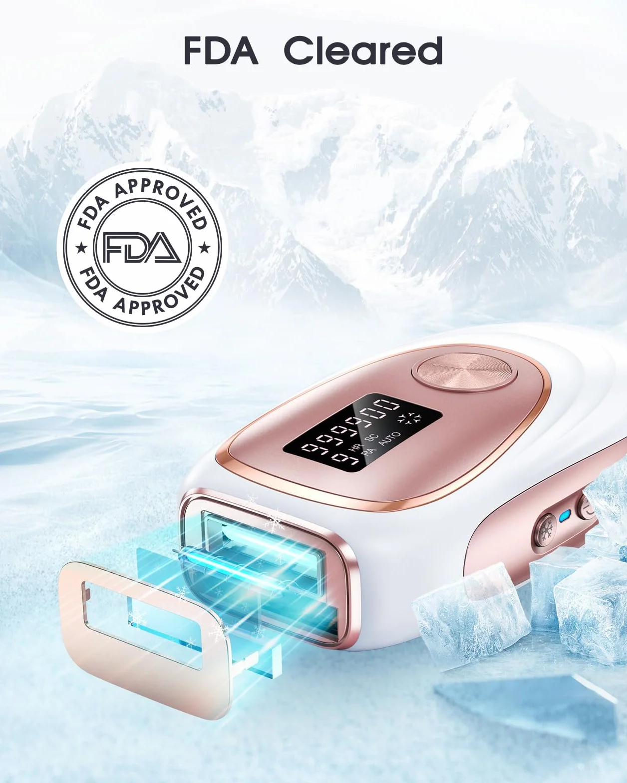 LYSMOSKI Laser Hair Removal with Cooling - 3 IN 1 IPL Hair Removal with 9 Levels, Painless Hair Remover Device for Women Men, for Whole Body, Home Use