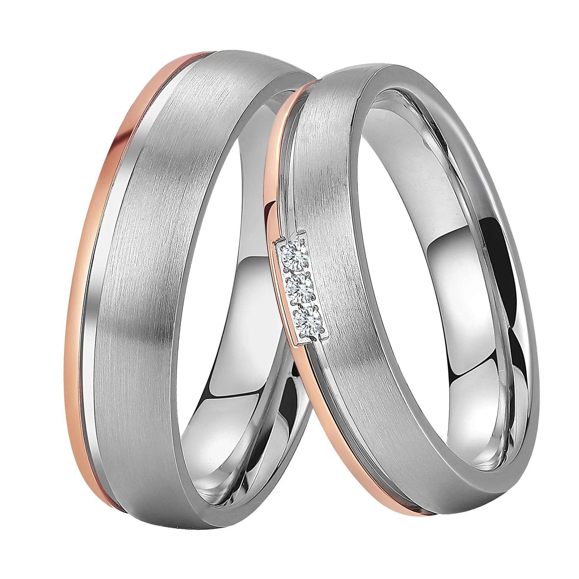 DOOSTI Partnerring/Trauring Dainty - Bicolor Chirurgischer Edelstahl