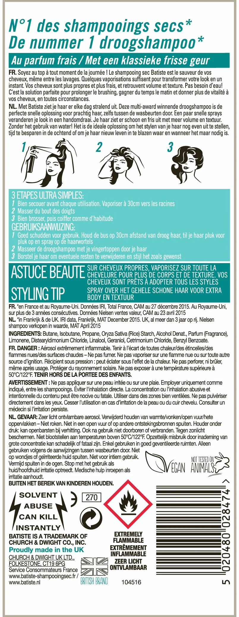 Batiste Suchy szampon Original - 200 ml - zestaw 3 szt