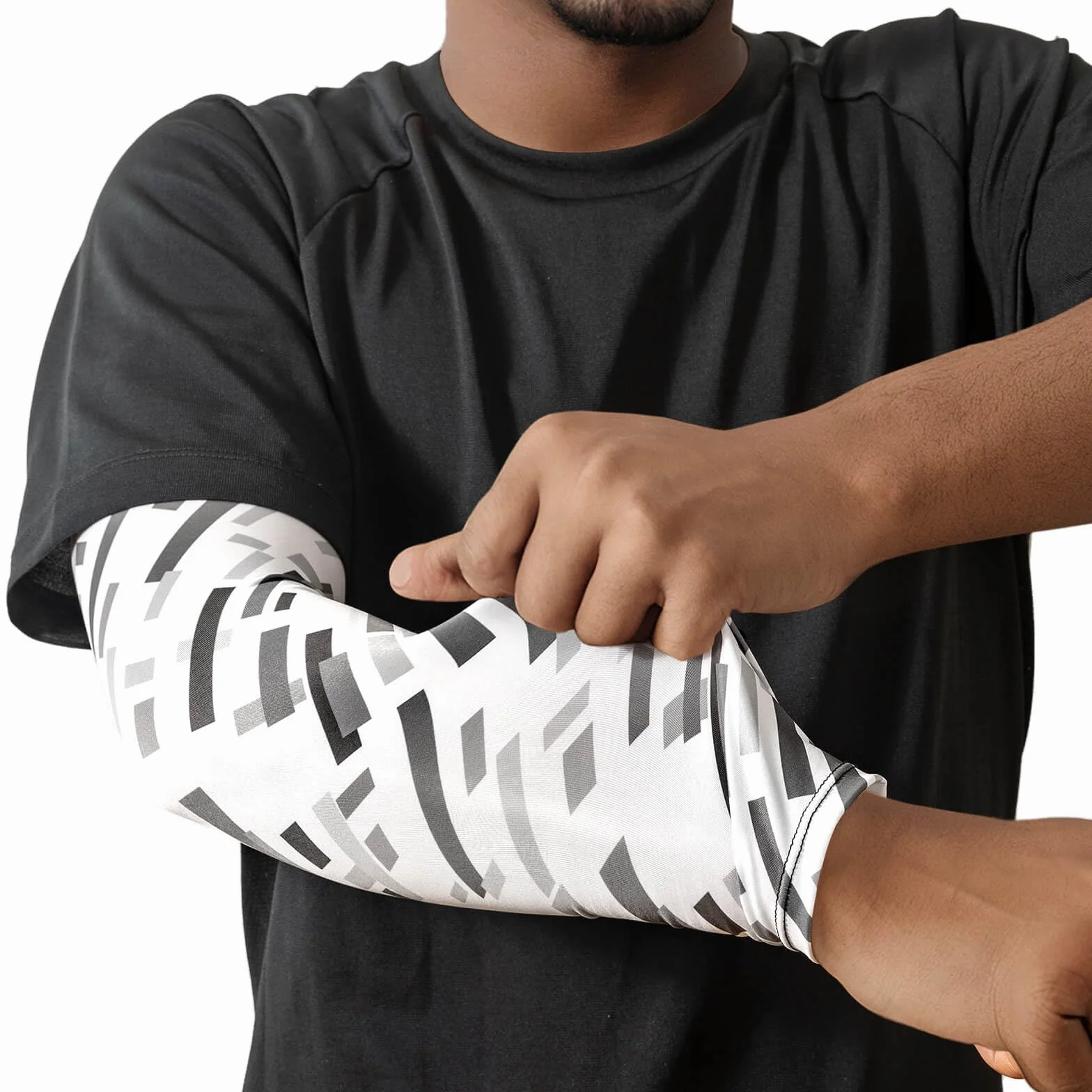 Arm Sleeve gamingowa siatkówka, jazda na rowerze: ochraniacz na ramię do e-sportu, ochraniacz na rękę, mankiety, mankiety, tatuaż, biały, czarny, lato, dla mężczyzn i kobiet, w paski, średni