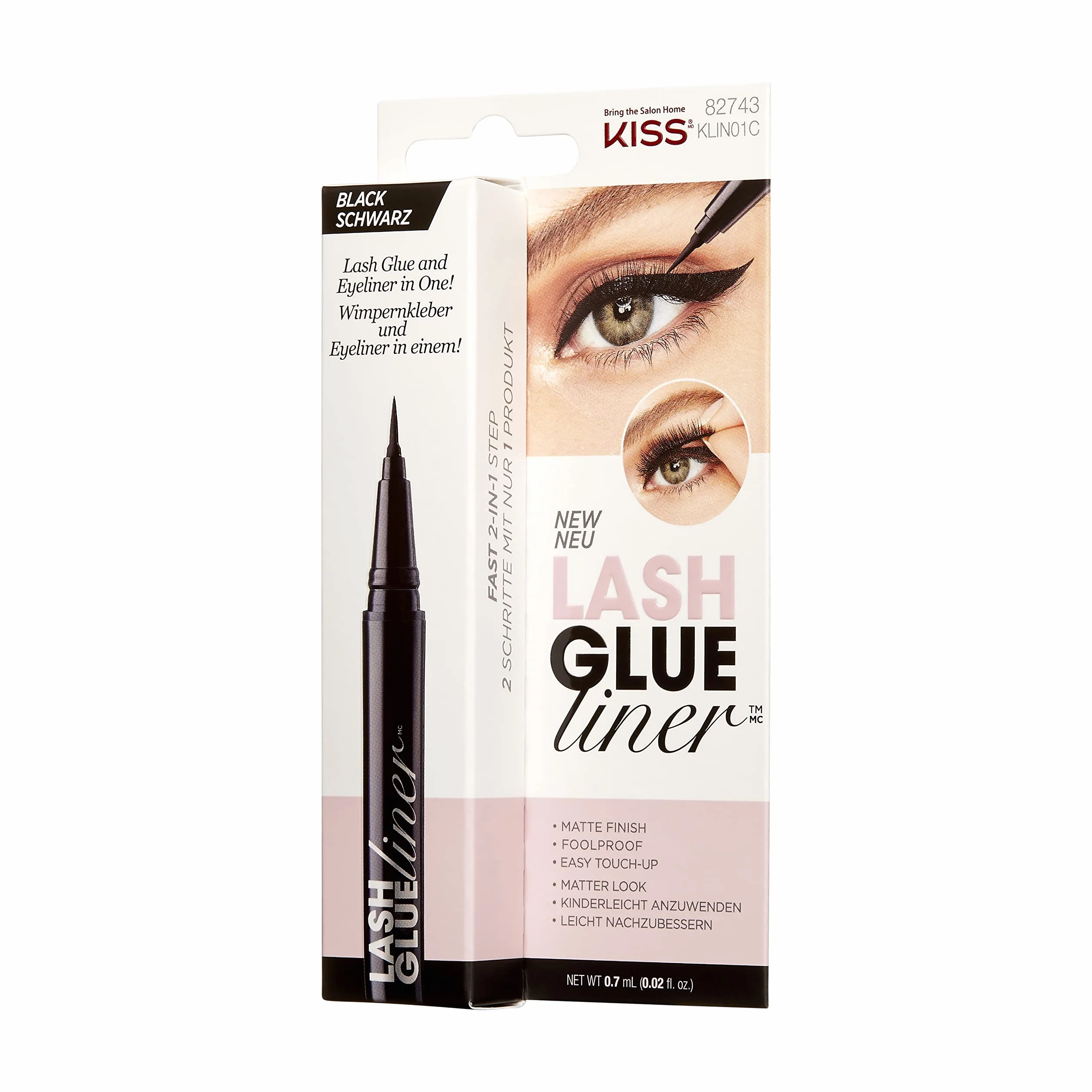Kiss Klej do rzęs Eyeliner, czarny, 0.7ml