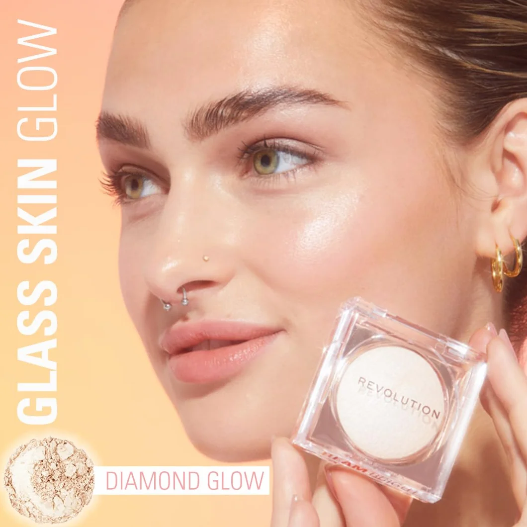 Revolution Beam Bright Highlighter Beam Bright Highlighter Glow wszędzie, formuła pudru do płynu, 5 różnych odcieni, diamentowy blask