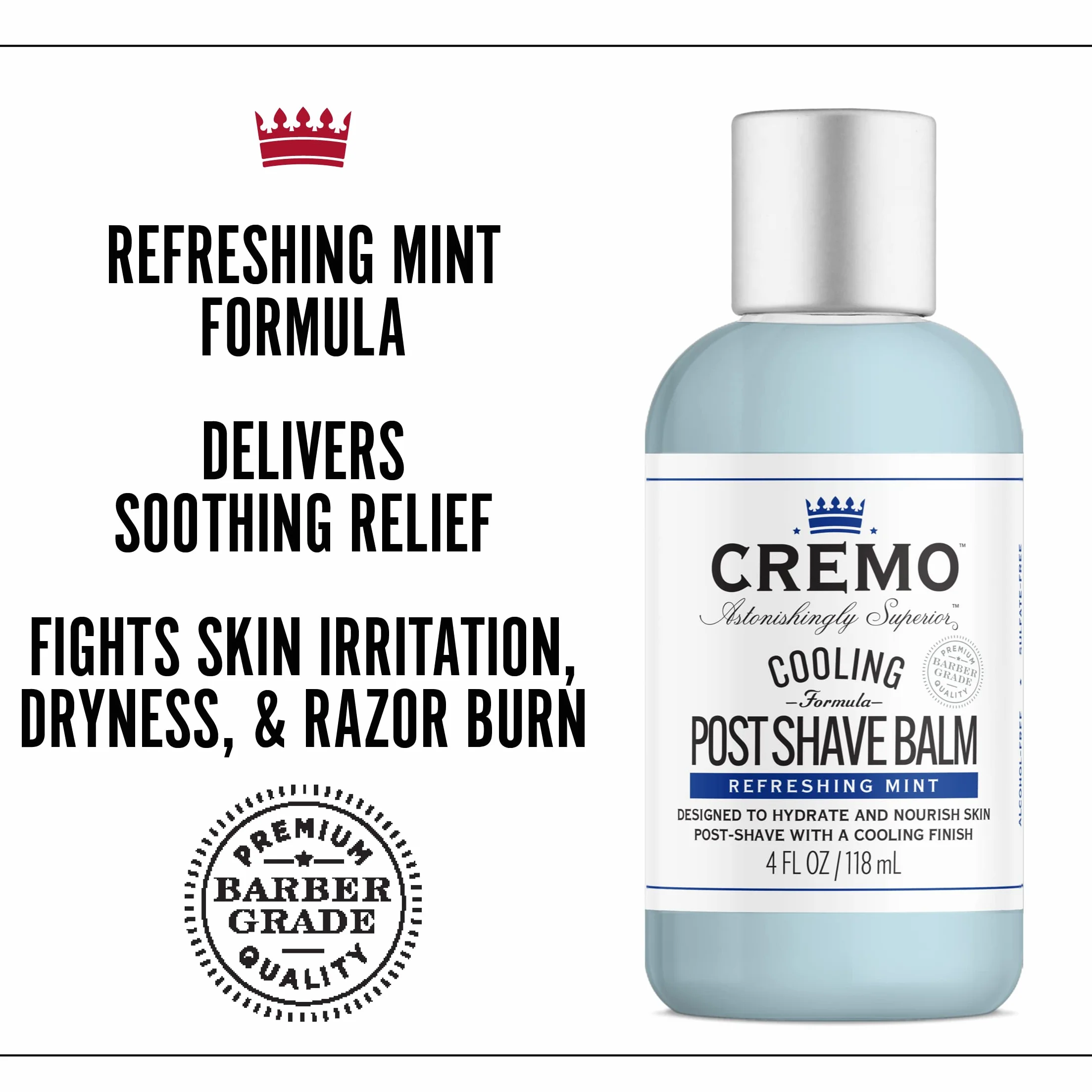 CREMO - Cooling Post Shave Balm For Men | Refreshing Mint Formula | 118 ml