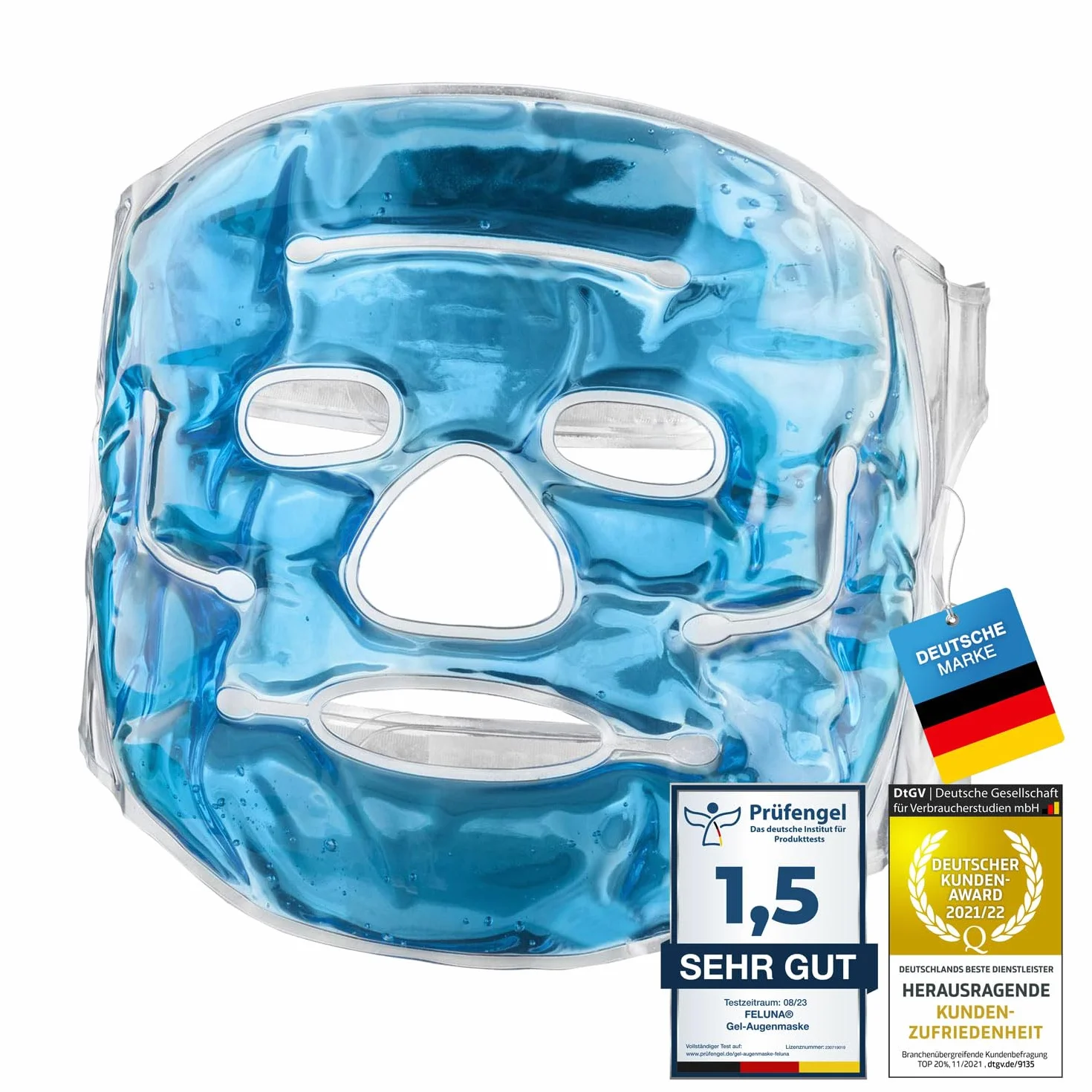 Feluna® Żelowa maseczka relaksująca na twarz, Maseczka wellness do terapii zimnem, Maska chłodząca na oparzenia słoneczne i alergie, Maska relaksująca na migrenę i ból głowy (maska na twarz)