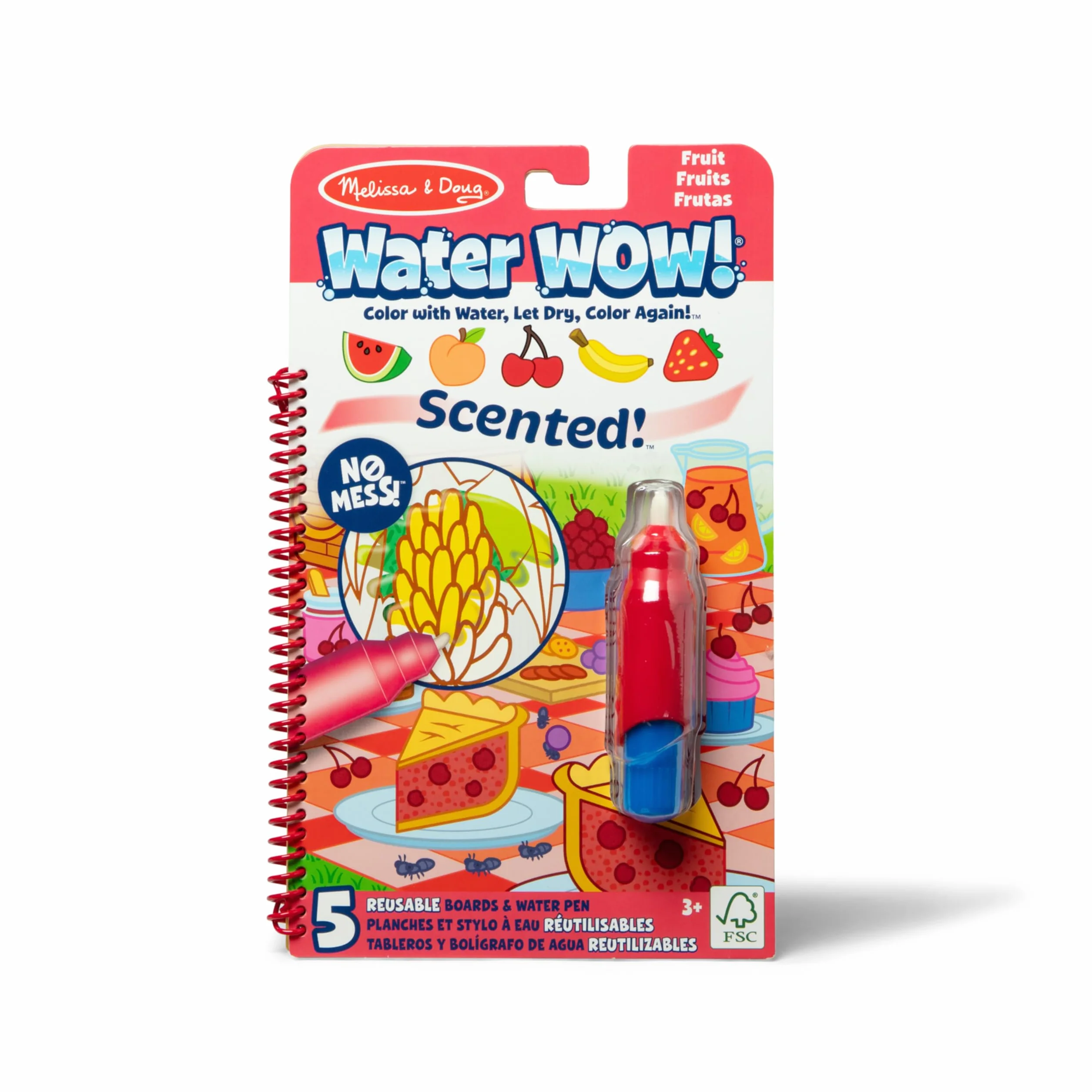 Melissa & Doug Pachnąca woda WOW Age 3+ wielokrotnego użytku Water Reveal Kolorowanka Podkładka podróżna zabawka - owoce