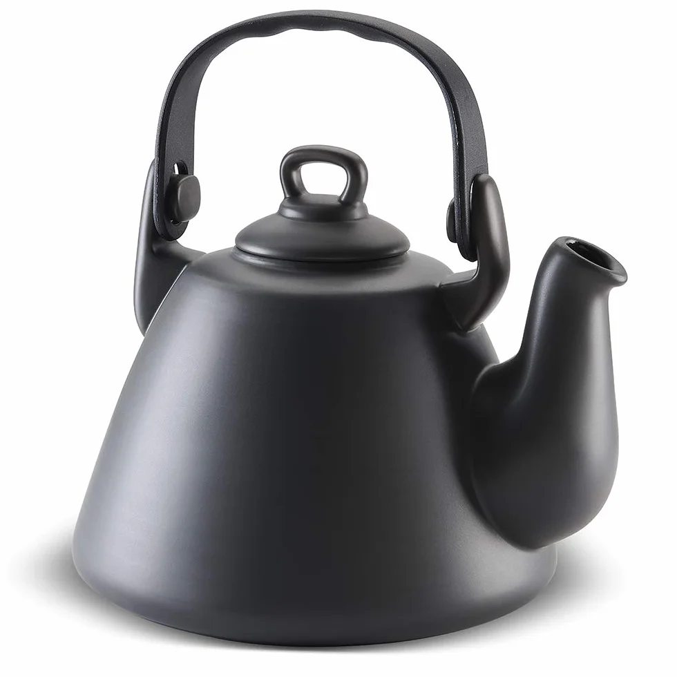 Czajnik ceramiczny "Tropeiro" w stylu retro, pojemność 2300 ml, grafitowy kolor do gazowej kuchenki elektrycznej