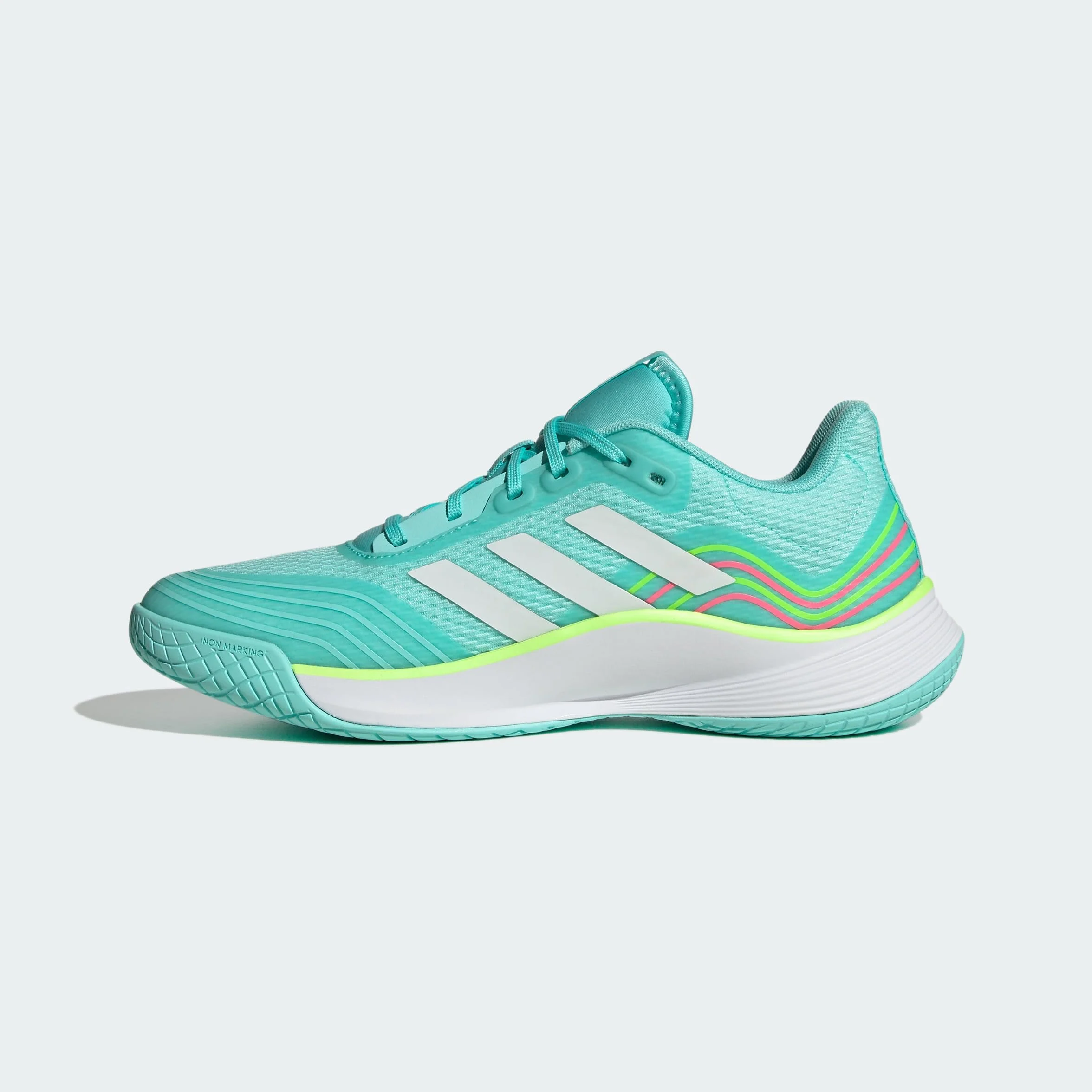 adidas Kobiety Novaflight Volleyball Shoes, Flash Aqua/Cloud White/Lucid Lemon, 41 1/3 EU