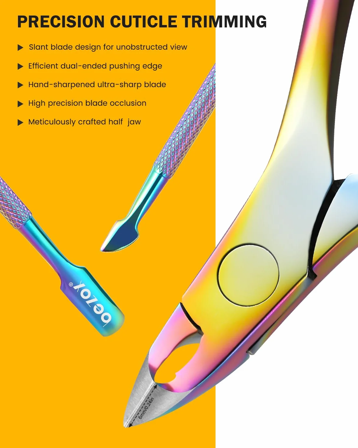 BEZOX Obcinacz do skórek z zestawem odpychacza do skórek - Precyzyjny szczypce do skórek i zestaw do czyszczenia pod paznokci do salonu lub użytku domowego - Surgical Grade Stainless St