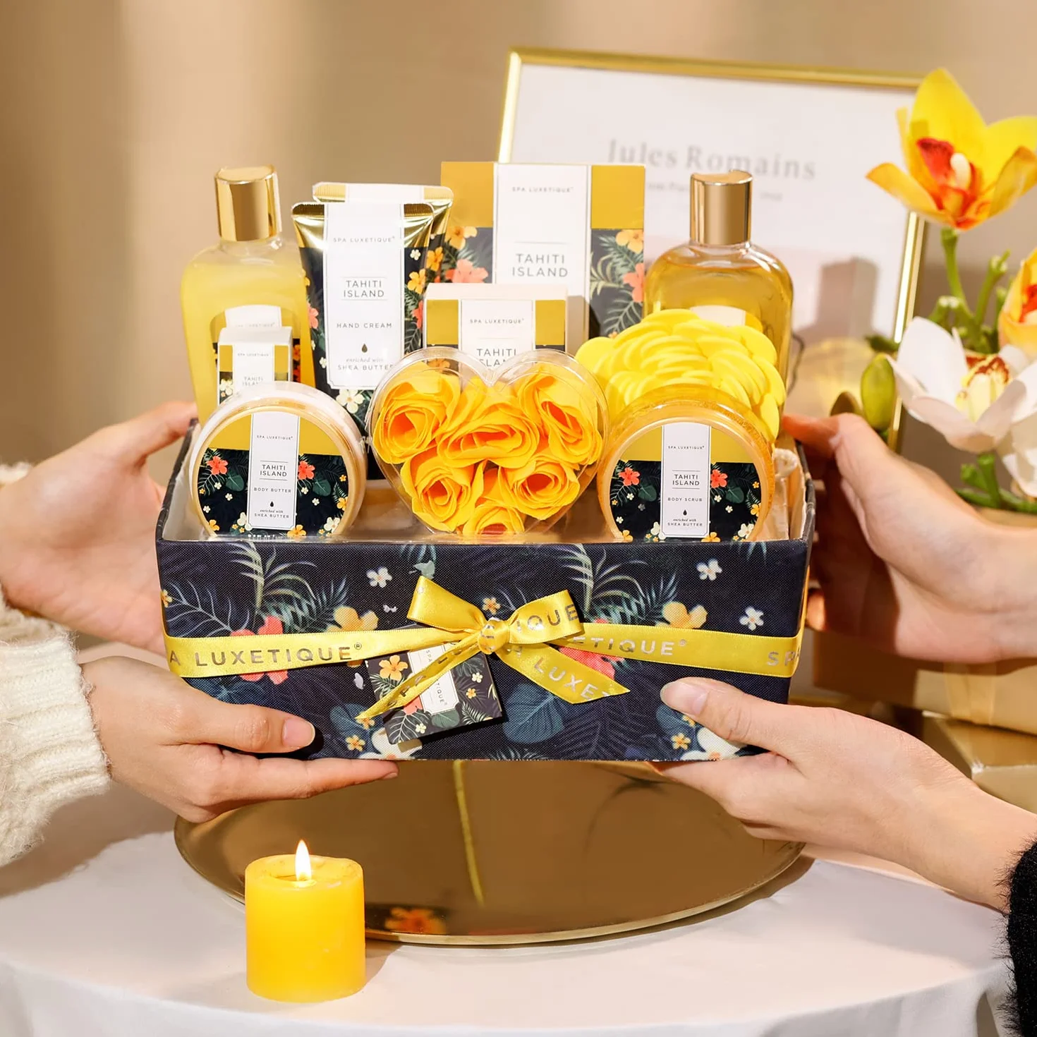 SPA LUXETIQUE Zestaw prezentów dla kobiet Tahiti Bath 12 szt oliwa eteryczna masło do ciała kąpiel bąbelkowa