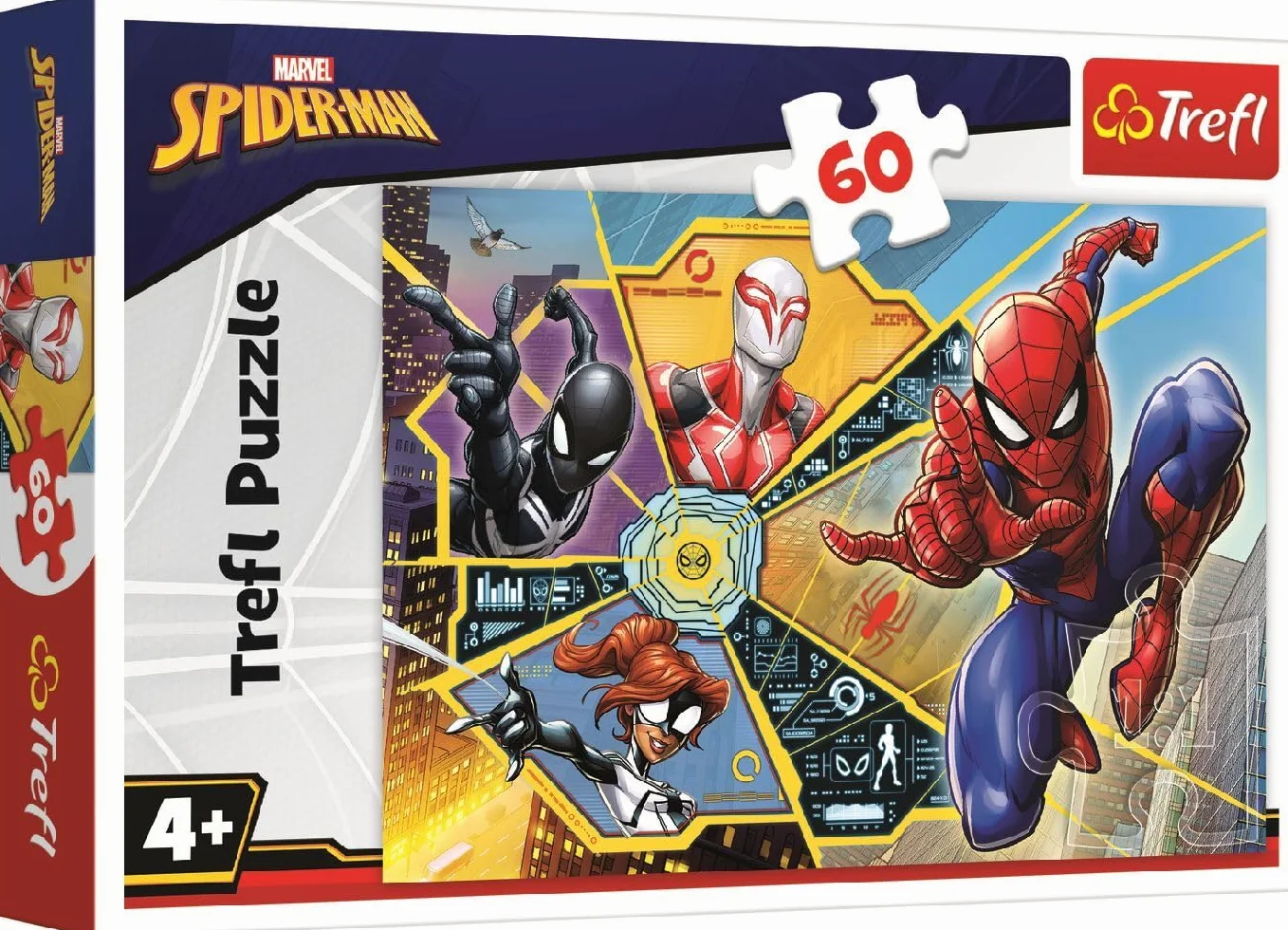 Trefl - Marvel Spiderman, W sieci - Puzzle 60 Elementów - Kolorowe Puzzle z Bohaterami Bajki, Disney, Kreatywna Rozrywka, Zabawa dla Dzieci od 4 lat