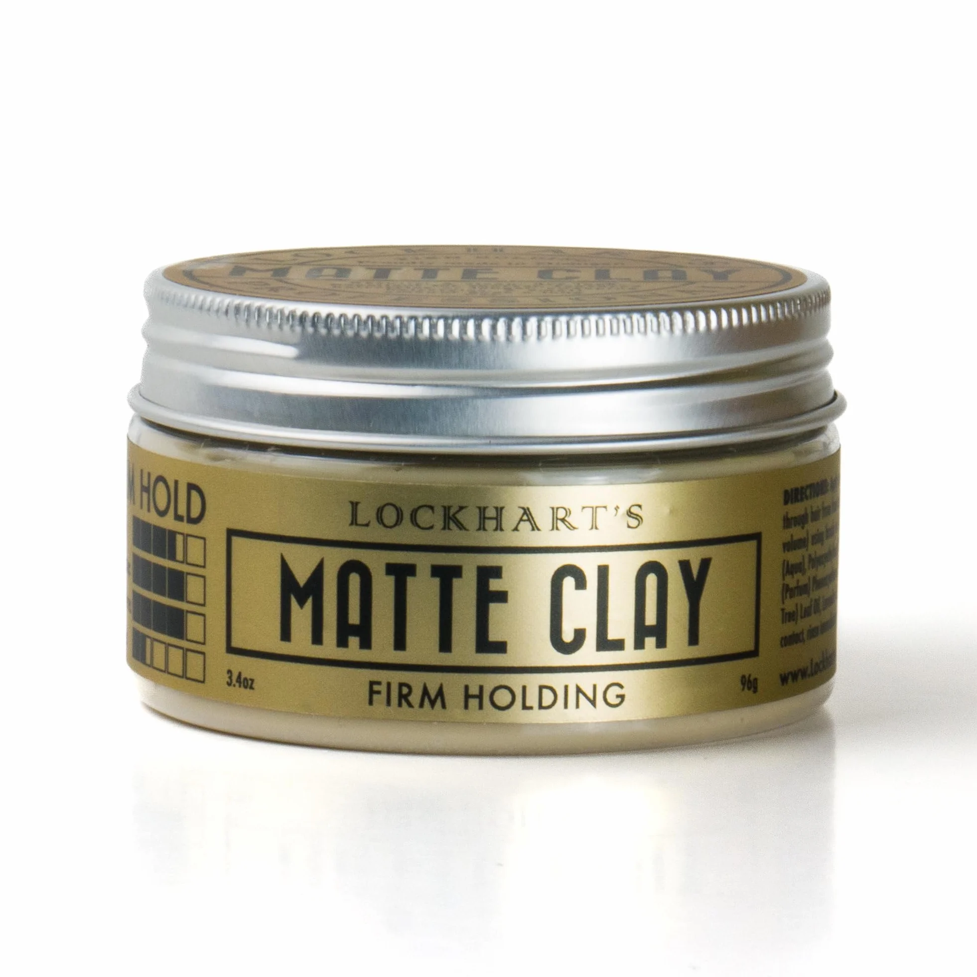 Lockhart's Professional Matte Clay – ręcznie robiona glinka do stylizacji z kaolinem i woskiem pszczelim, średni/mocny chwyt, naturalne matowe wykończenie