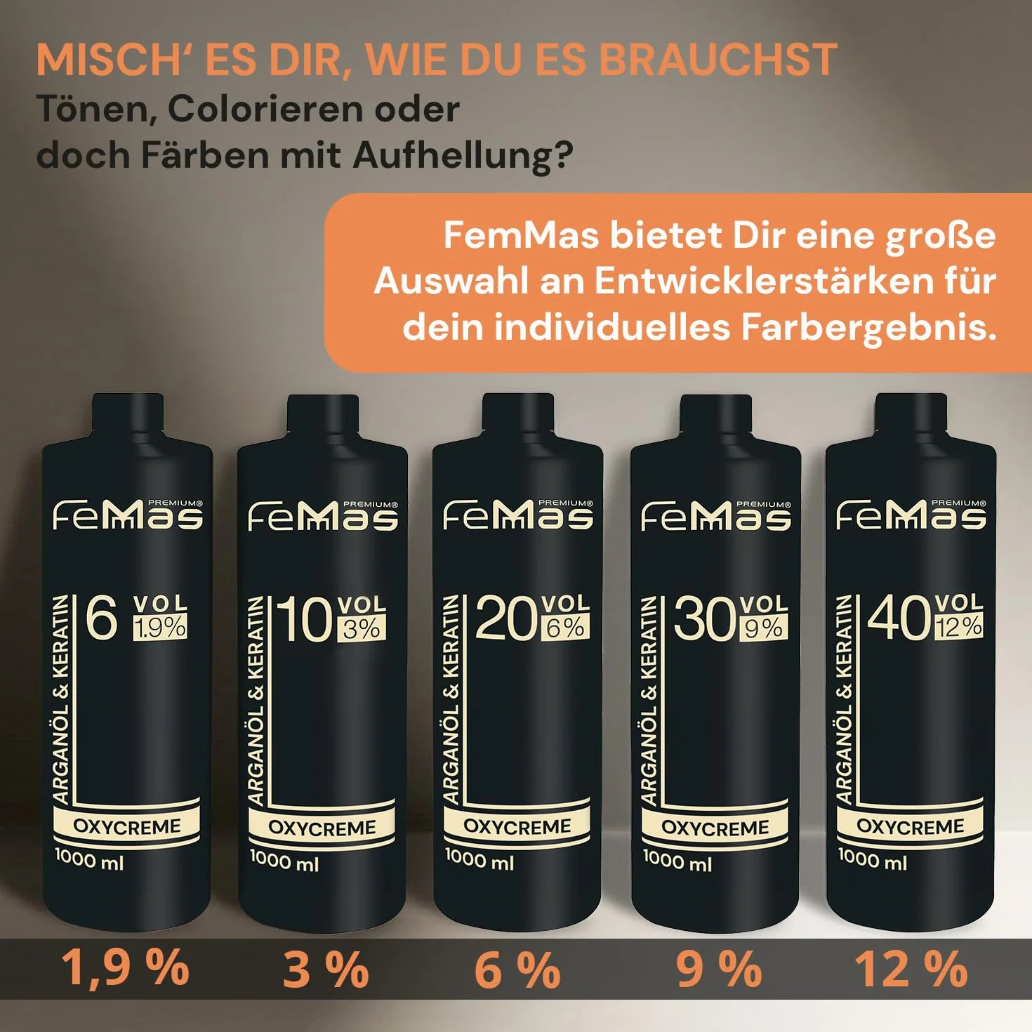 FemMas Krem utleniający w 3% 100 ml I utleniacz do farbowania i tonowania włosów I Łatwe zastosowanie i optymalne trzymanie I Deweloper dla równomiernych rezultatów w jakości salonowej I Hair Color
