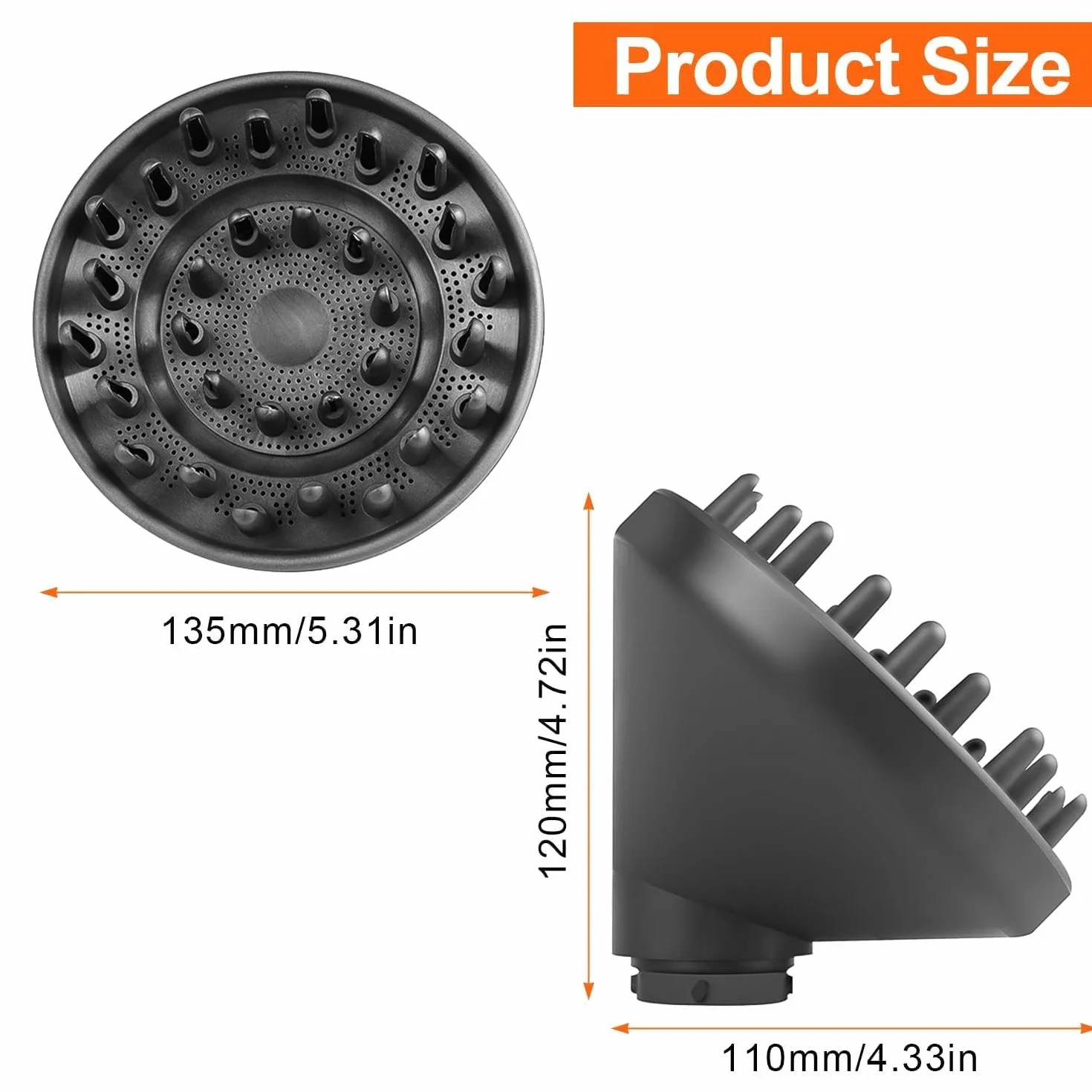 Dyfuzor do włosów kręconych do Dyson Airwrap HS01 HS05, średnica 13,5 cm uniwersalny dyfuzor do włosów, 12 x 11 cm akcesoria do Dyson Airwrap, modelowanie loków (czarny)