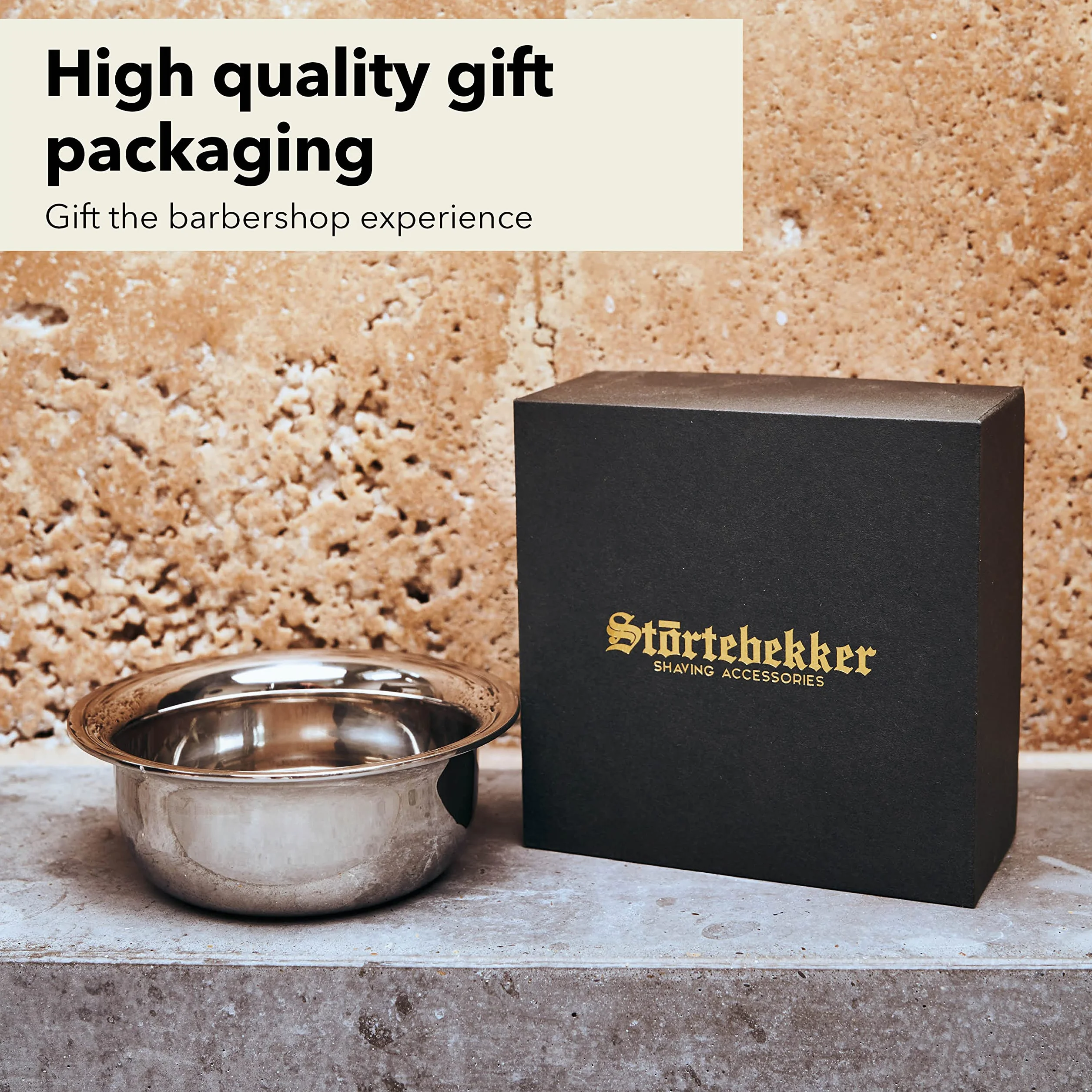 Störtebekker® Miska do golenia Premium – tygiel ze stali nierdzewnej, wysokiej jakości miska na piankę, nadaje się do wszystkich mydeł do golenia, miska do golenia, z wysokiej jakości opakowaniem