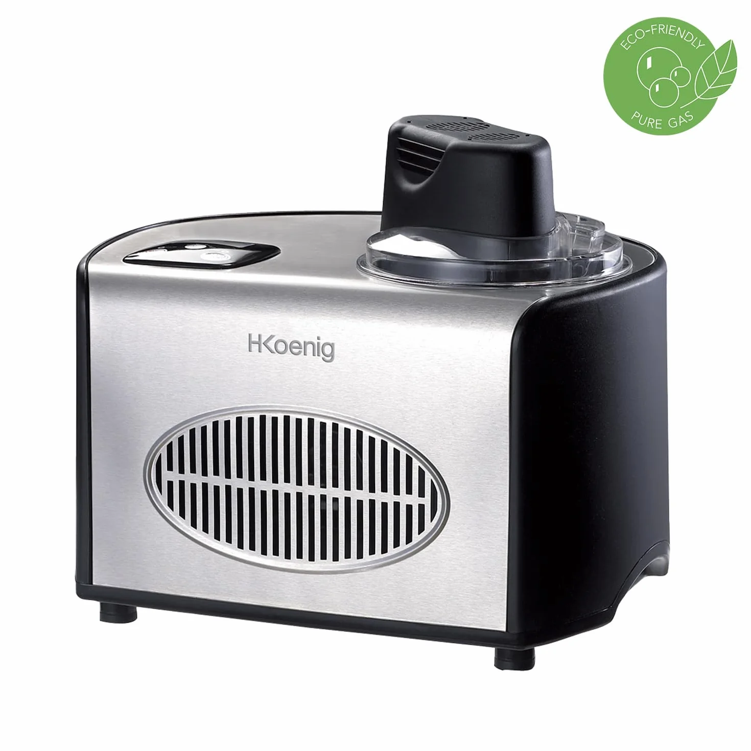 H.Koenig HF250 maszyna do lodów i deserów – 1,5 l, 150 W, funkcja chłodzenia, szybkie przygotowanie lodów, sorbetu, mrożonego jogurtu – profesjonalna, elektryczna i przyjazna dla środowiska, z
