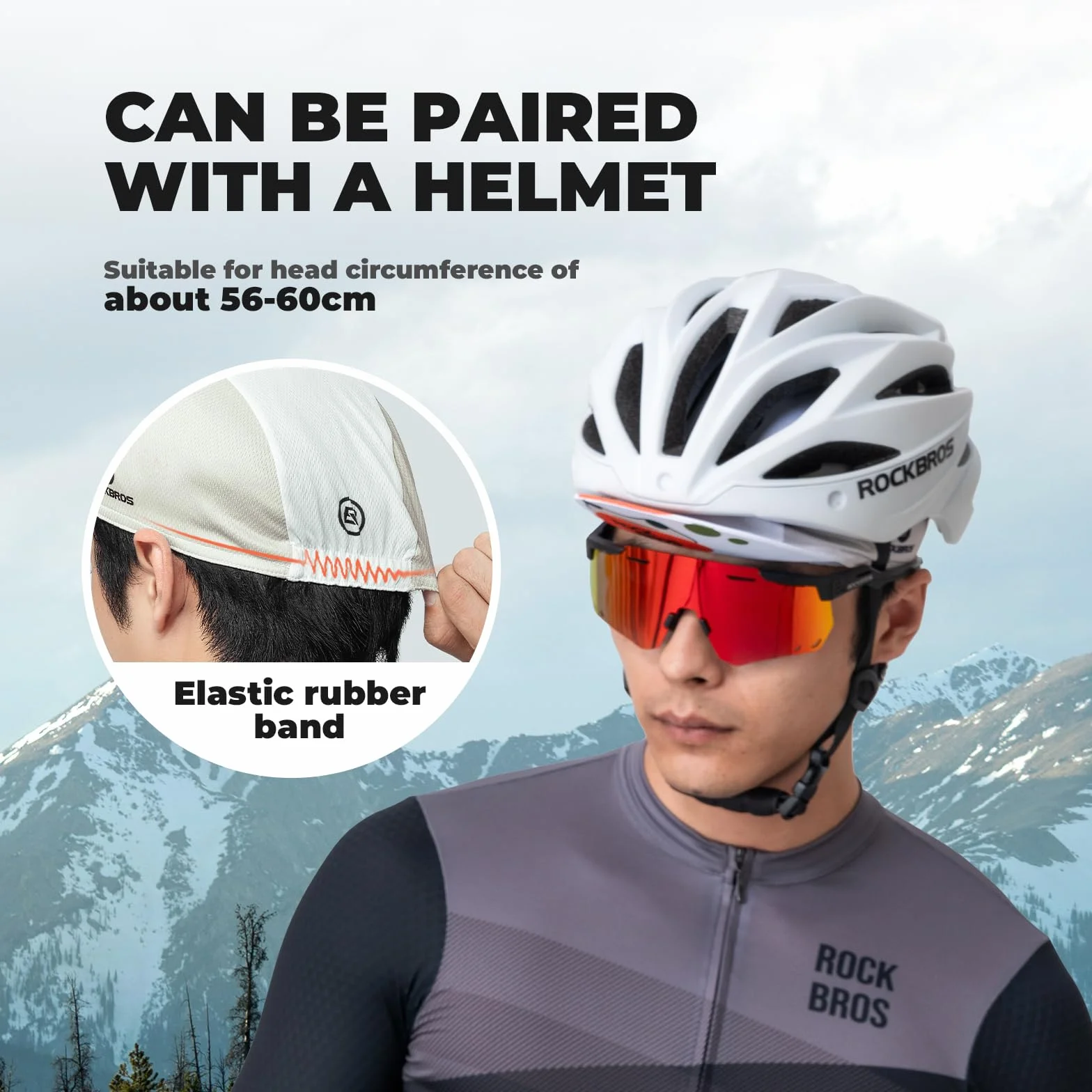 ROCKBROS Czapka Rowerowa Lekka Czapka Rowerowa Przeciwdziałająca Poceniu Się do Sportów Rowerowych, Biegania, Wędkowania, Wędrówek, Pod Kask dla Mężczyzn i Kobiet