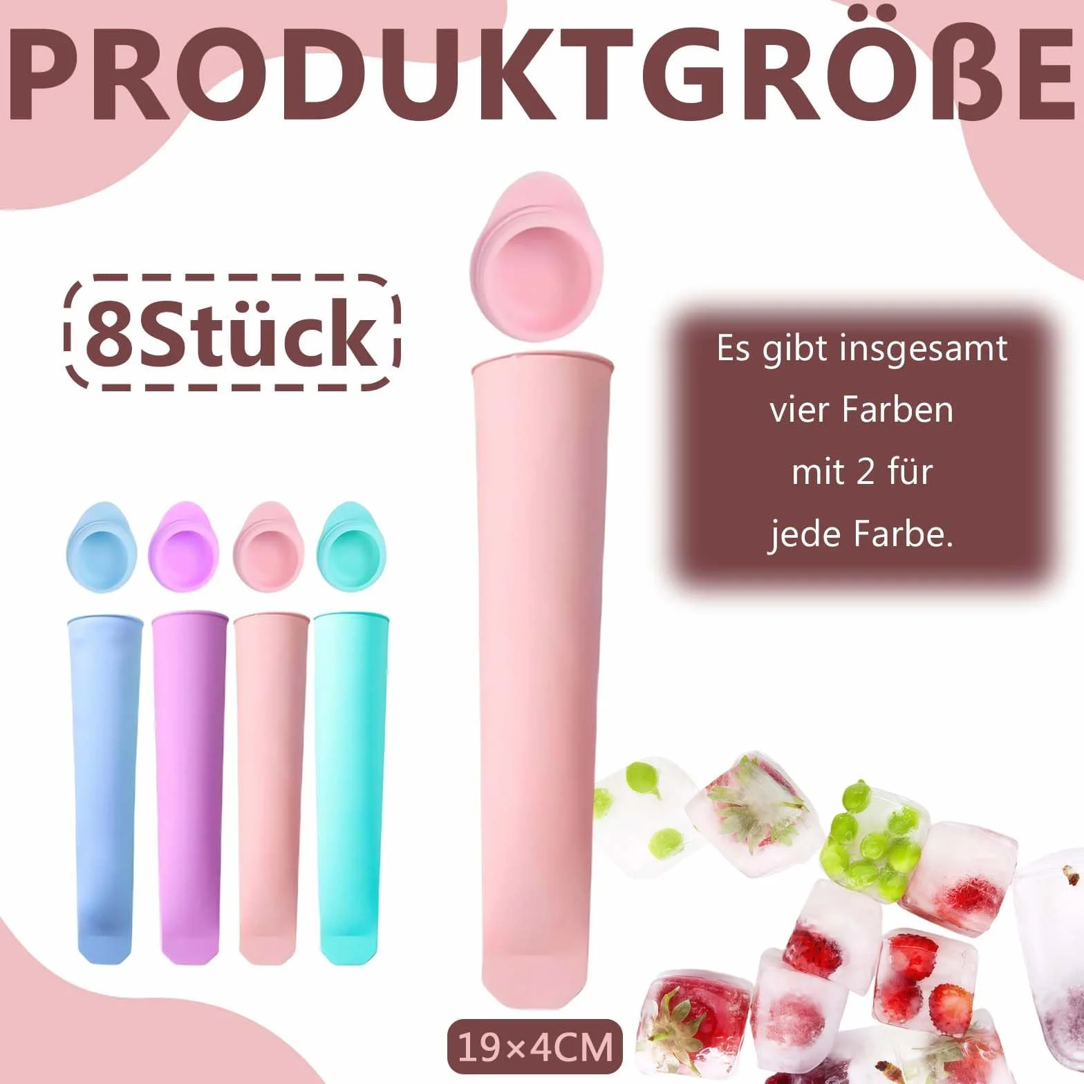 8 sztuk silikonowych foremek do lodów