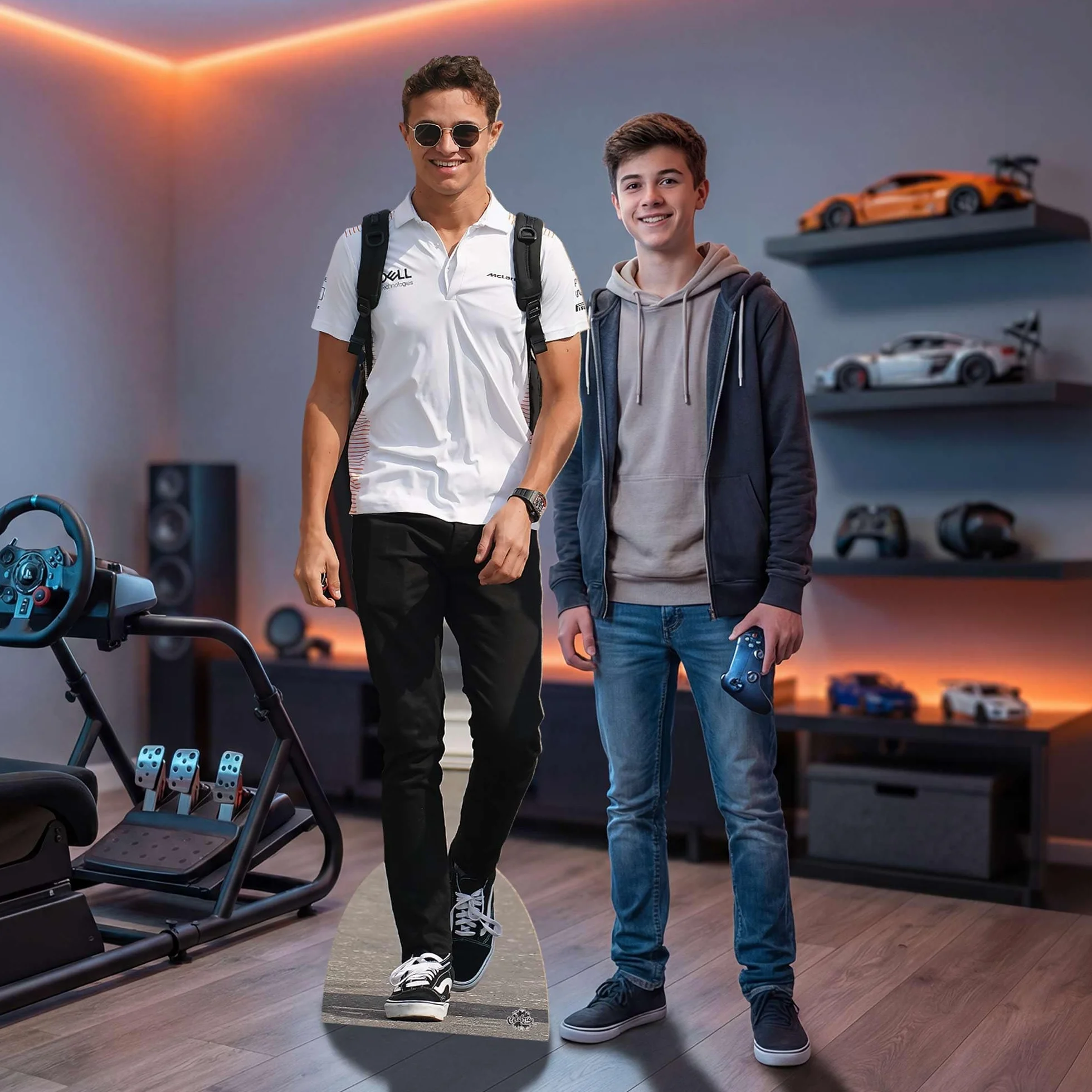 Star Cutouts CS943 Lando Norris Motor Racing Casual Lifesize Kartonowe wycięcie z Mini Standee