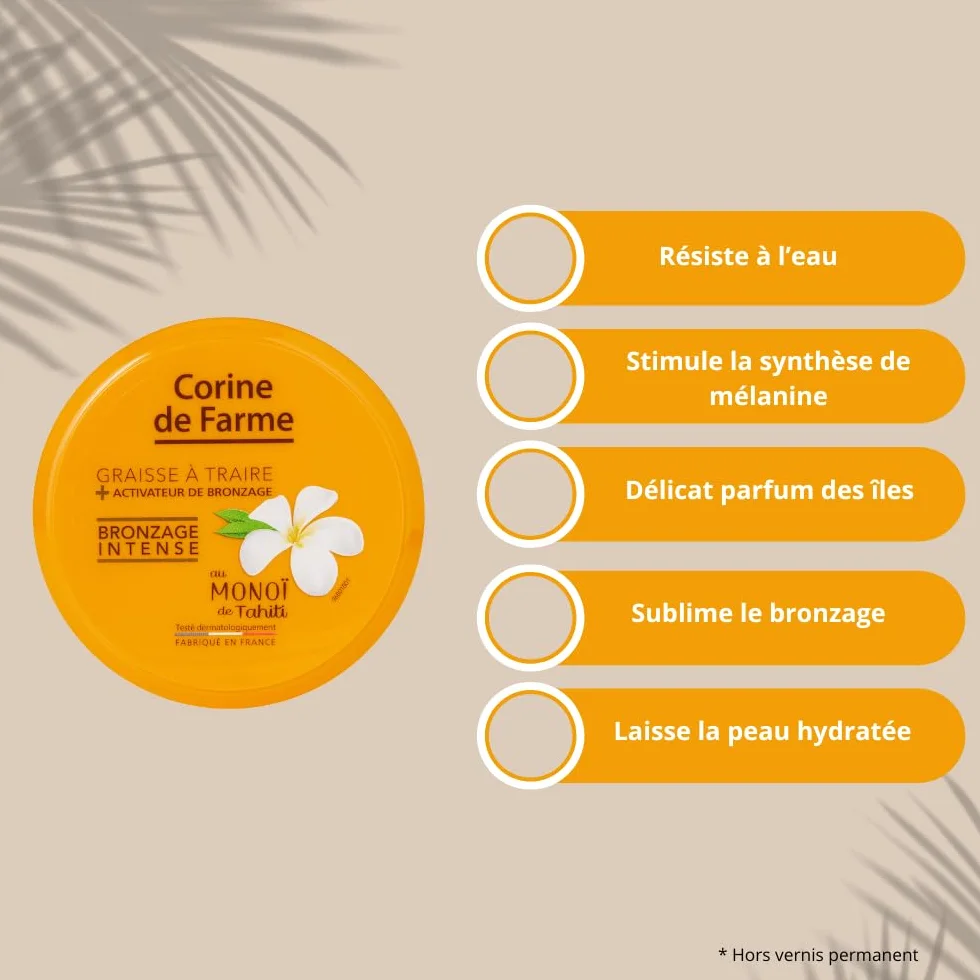 Corine de Farme - Smar do pieczenia z aktywatorami opalania o zapachu wysp - Monoi z Tahiti - bez samoopalacza - do skóry matowej/już opalonej - 150ml