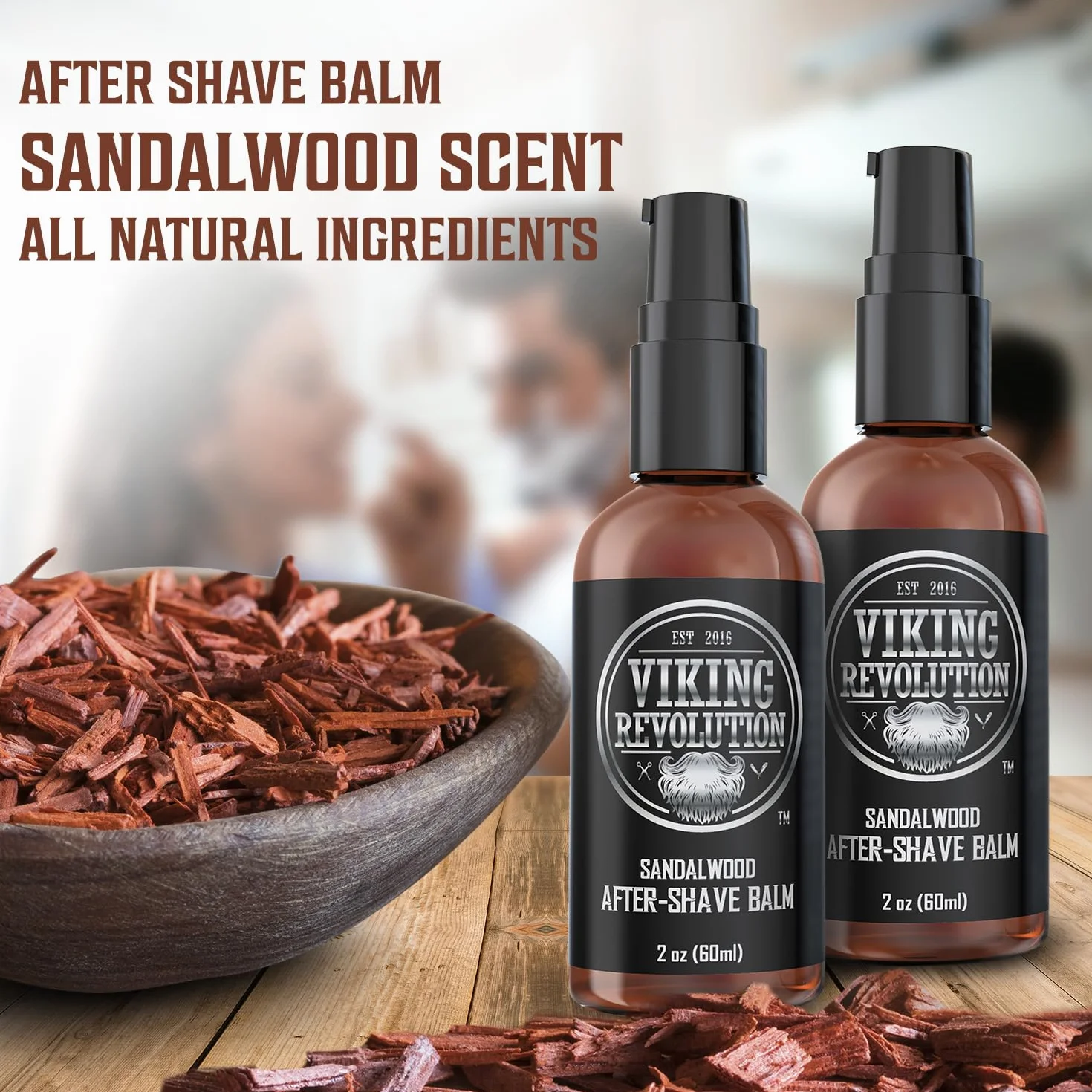 Luksusowy Balsam Po Goleniu dla Mężczyzn - Premium Balsam Po Goleniu - Łagodzi i Nawilża Twarz Po Goleniu - Eliminuje Pieczenie Od Golenia dla Jedwabnie Gładkiej Skóry - Zapach Drzewa Sandałowego (2