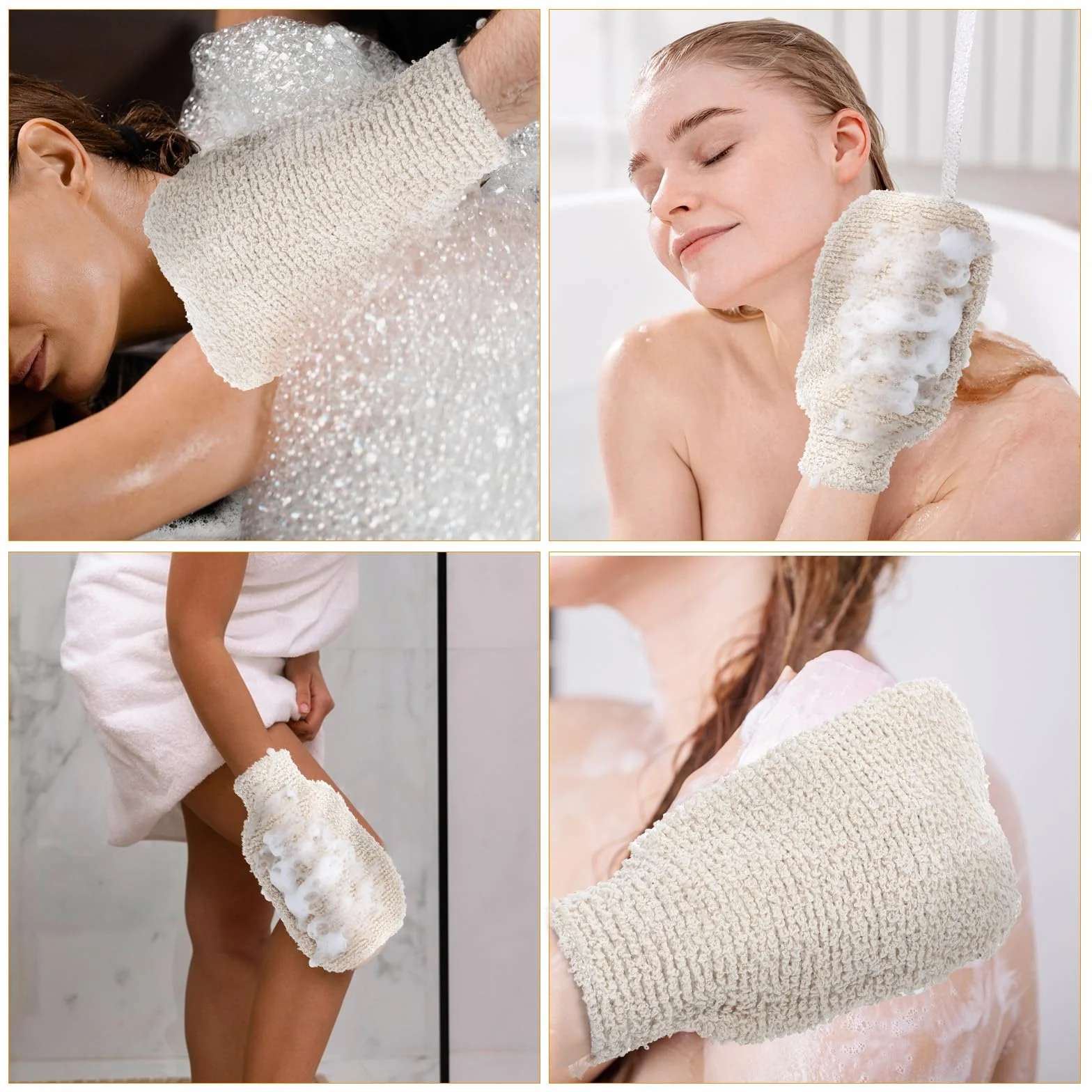 Ouligay 2 sztuki rękawiczek do peelingu ciała, rękawiczki do peelingu, lniane rękawiczki do peelingu, do ciała, prysznica, peelingu, narzędzia dla mężczyzn, kobiet, dzieci