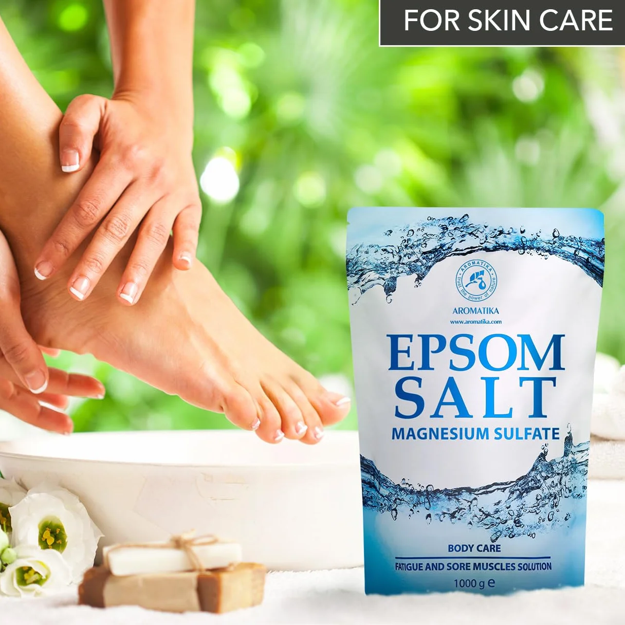 Epsom Bath Salts 1kg - Sól do Kąpieli Epsom 1000g - Czysta i Naturalna sól Epsom - Skoncentrowany Siarczan Magnezu - Koi i Lagodzi Zmęczenie - Relaks - Pielęgnacja Ciała