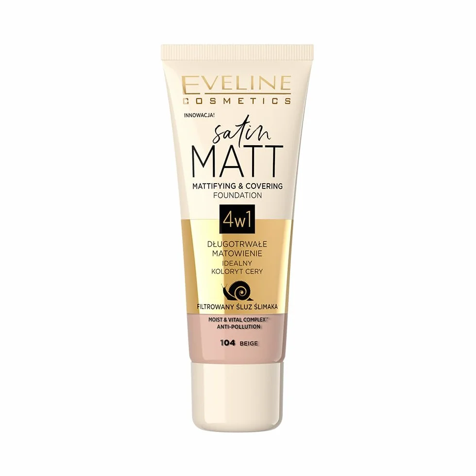 Eveline Cosmetics Satin Matt Matująco-kryjący podkład do twarzy, 30 ml, nr 104 Beige