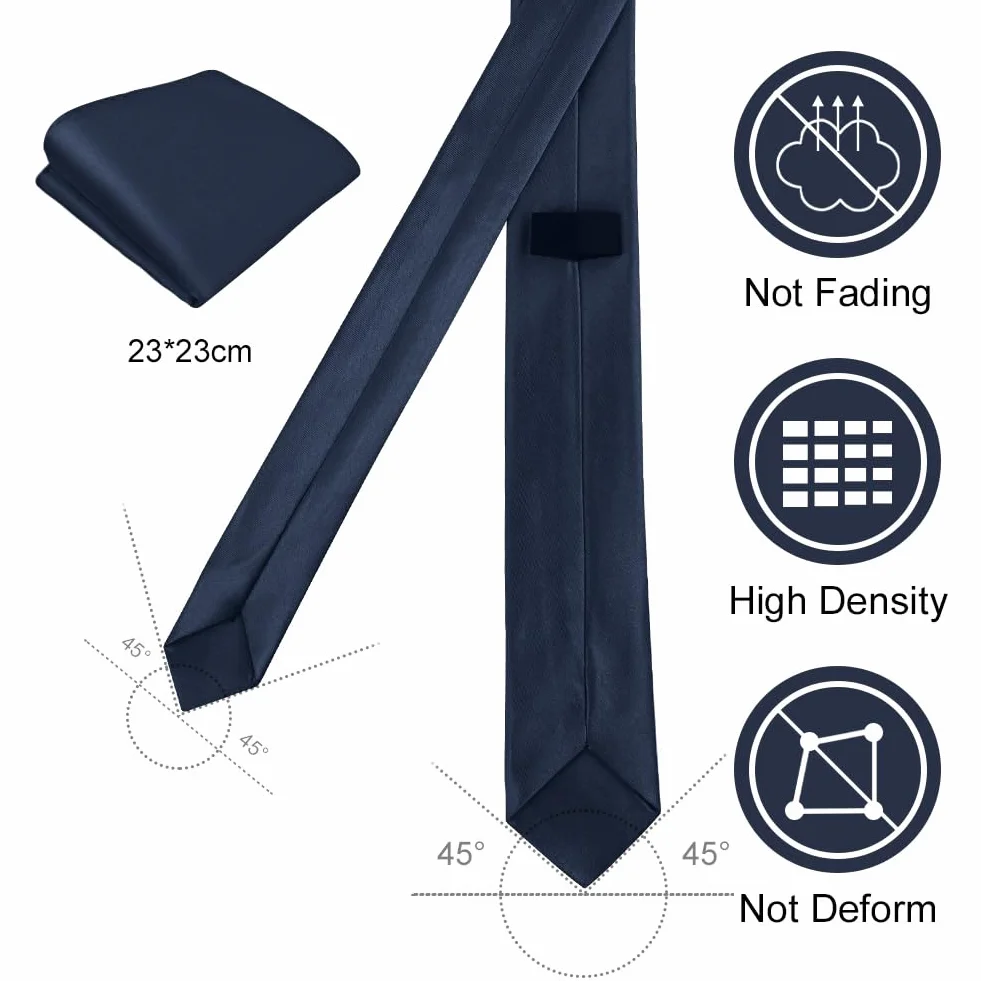URAQT 8 cm jednolity kolor krawat formalny krawat i poszetka zestaw (23 x 23 cm) dla mężczyzn z Wielkiej Brytanii biznesowy ślub praca krawat (8 cm)