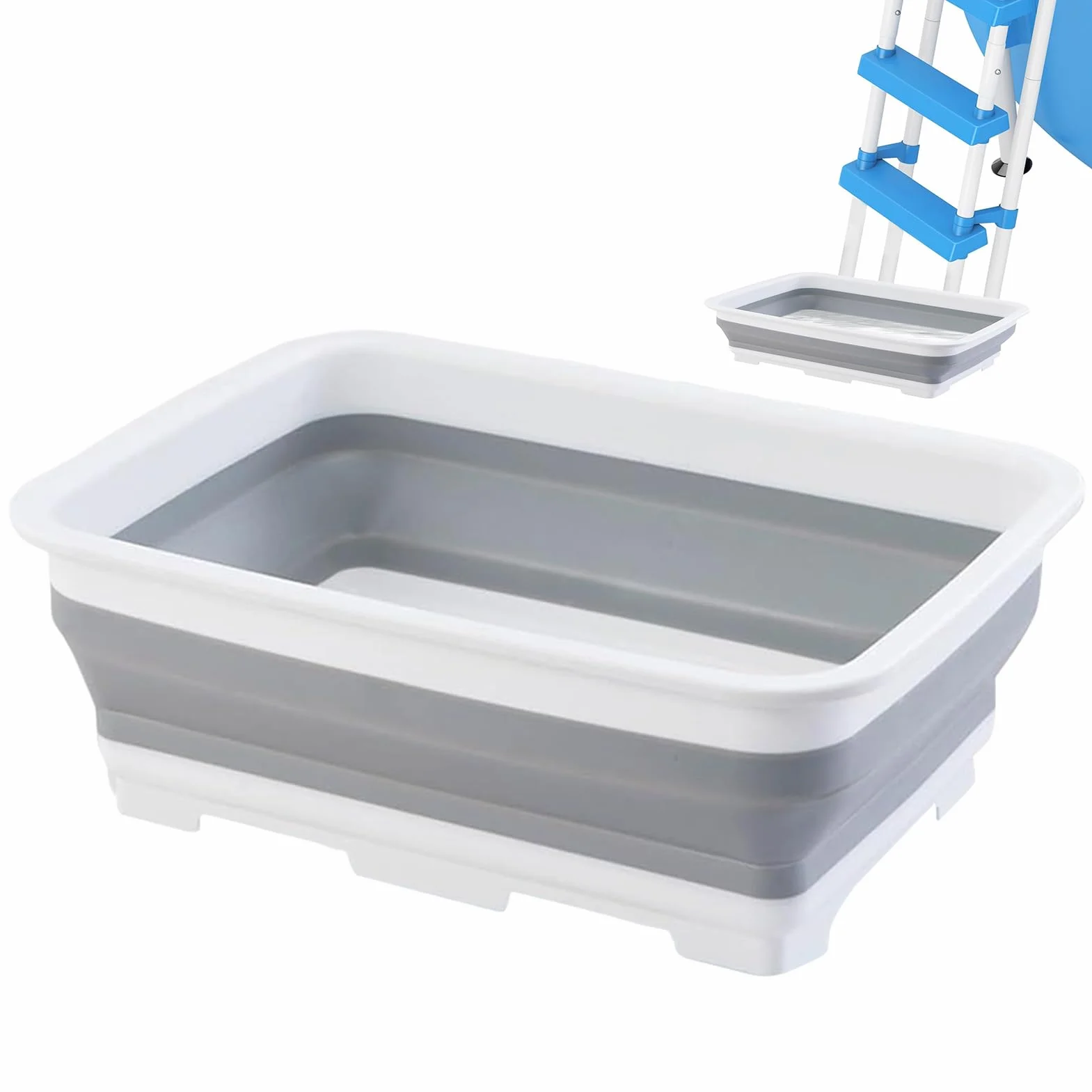 Foot Soak Basin, składana rurka, przenośny wiadro do spa, głębokie mycie, wodoodporny materiał, duża pojemność do użytku domowego, do podróży, na kemping, plażę, do pedicure, 14,57 x 10,63 x 4,65 cala