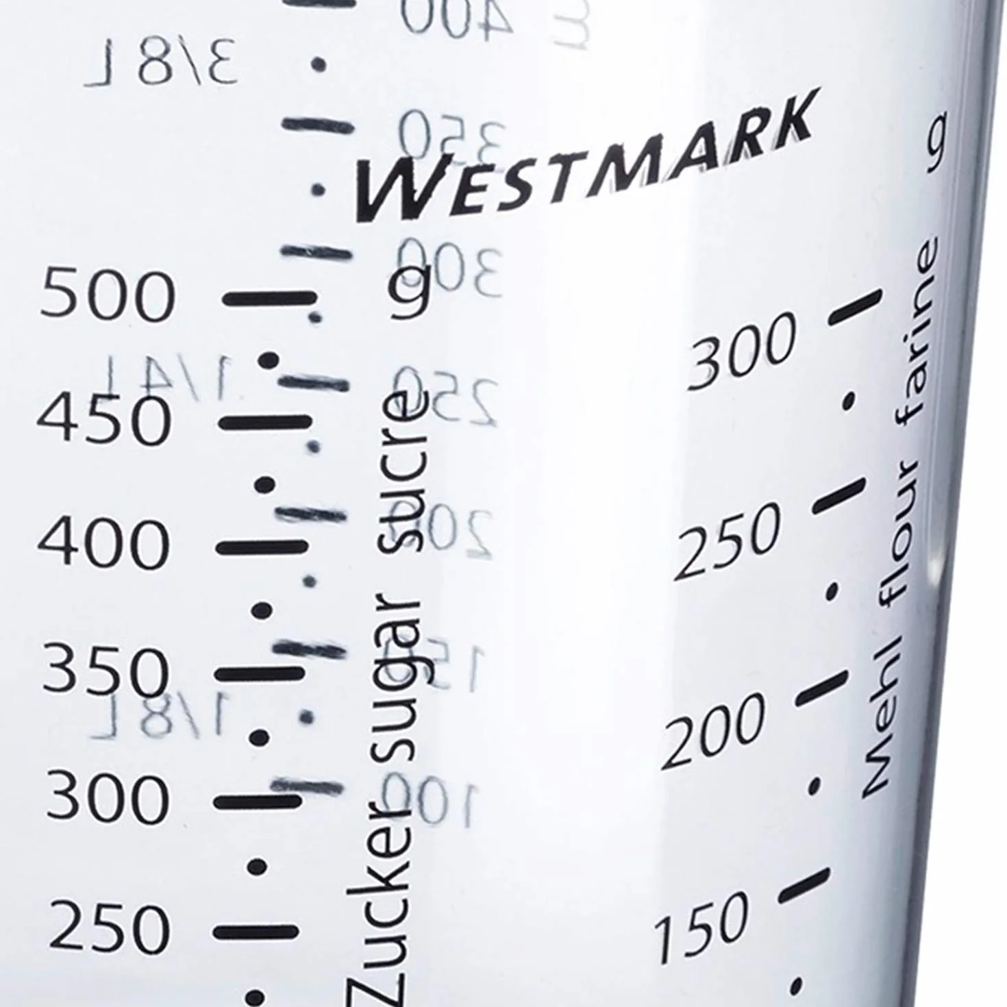 Westmark Dzbanek z miarką, Pojemność: 0,5 l, Wielojęzyczna podziałka w różnych jednostkach, Tworzywo sztuczne, Przezroczysty, 30642270