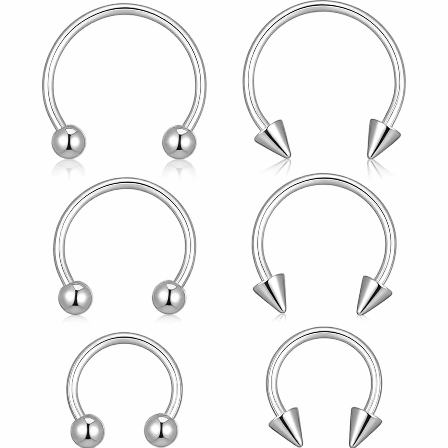 Yolev Pierścień do nosa w kształcie podkowy, 16 g, stal chirurgiczna, piercing przegrody nosowej, biżuteria, podkowa, obręcz, do ust, ucha, helix, chrząstki, stokrotka, konia, but, kolczyk do nosa dla