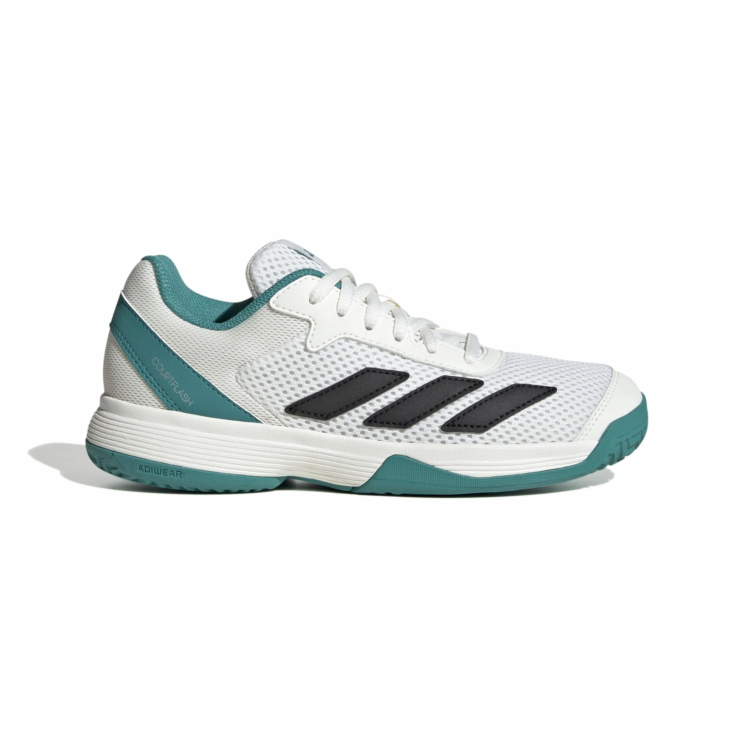 adidas Uniseks - dzieci Courtflash Kids Tennis Shoes, Cloud White/Pure Teal/Off White, 38 2/3 EU