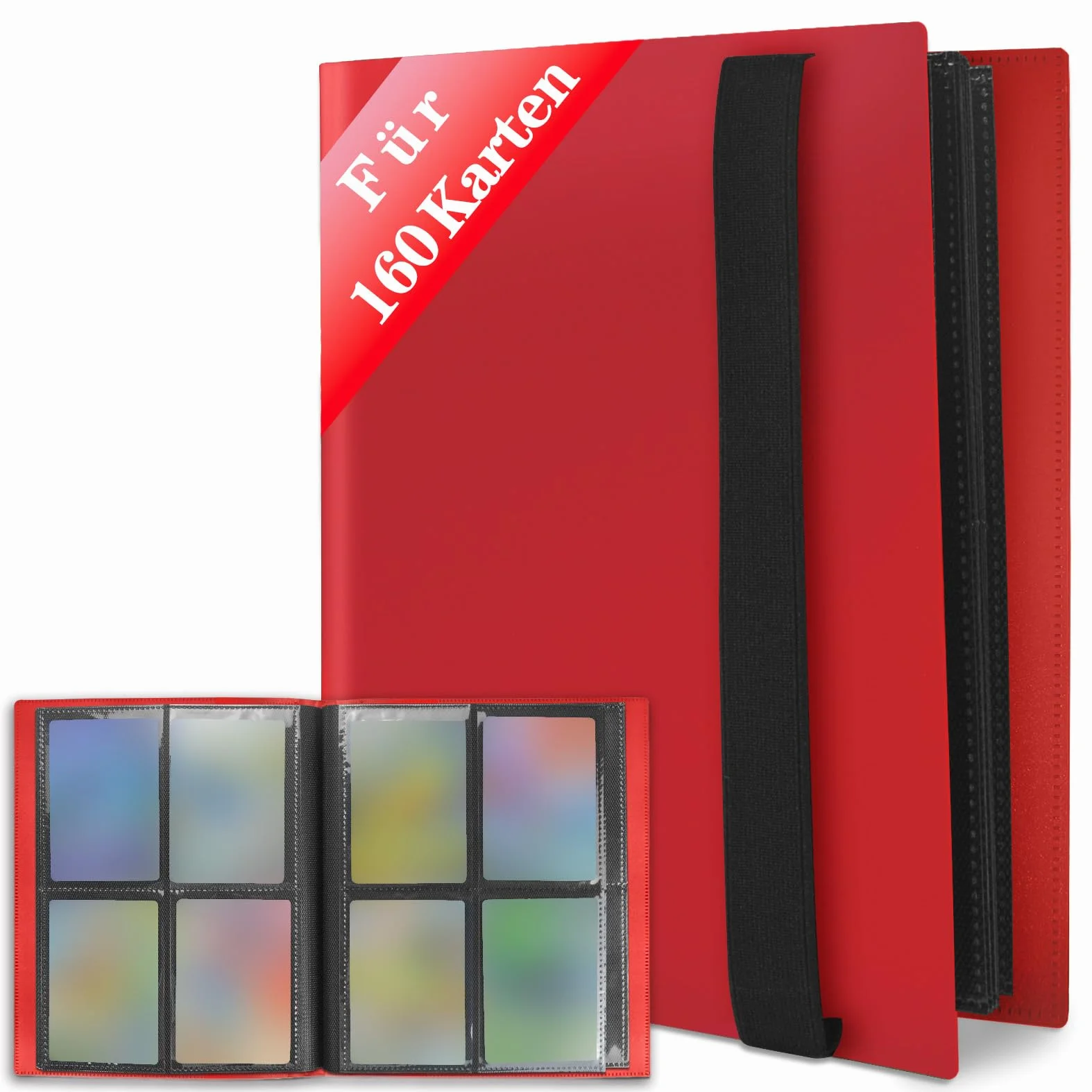 Karty Kolekcjonerskie Album - Z160 Kieszenie 20 Pages Pro 4 kieszenie z wodoodporną niebieską okładką książki Idealne do zbierania kart dla MTG Magic, do Match Atta (czerwony)