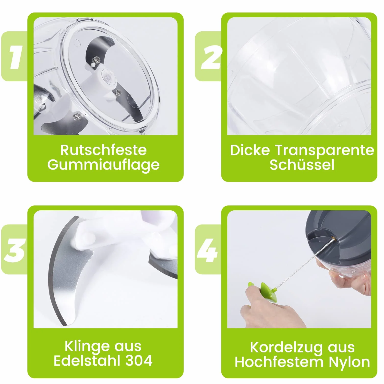 Gucass Ręczna szatkownica do cebuli, 520 ml, ręczna szatkownica z 6 ostrzami i 1 mikserem, krajalnica do warzyw, wielofunkcyjna szatkownica do krojenia cebuli, czosnku, siekacz do cebuli