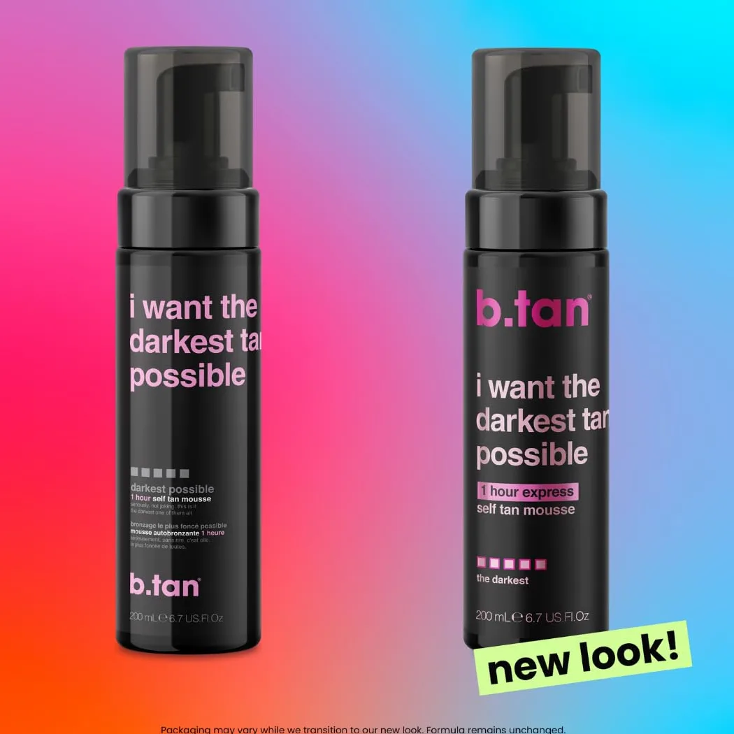 B.TAN I Want The Darkest Tan Możliwa Pianka Samoopalająca Dla Unisex 6,7 uncji Pianka