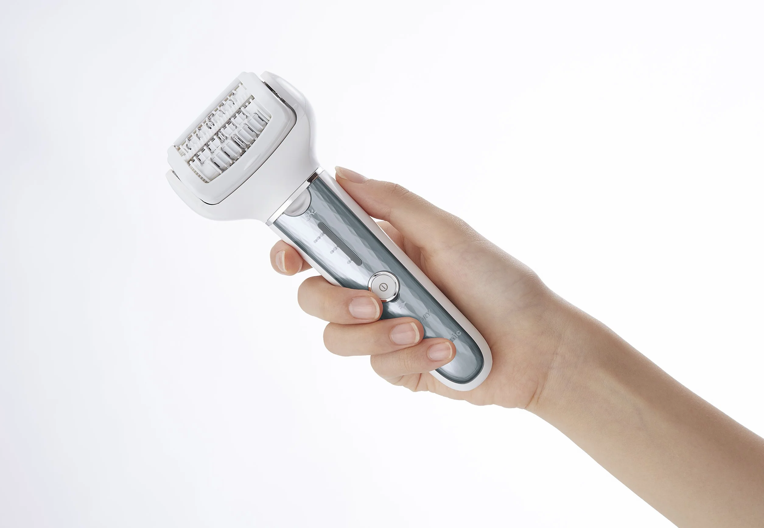 Panasonic ES-EL2A depilator z 2 dyskami (szersza, ruchoma głowica, 60 pęset, 3 prędkości, na mokro i sucho, pokrowiec w zestawie), biało-niebieski
