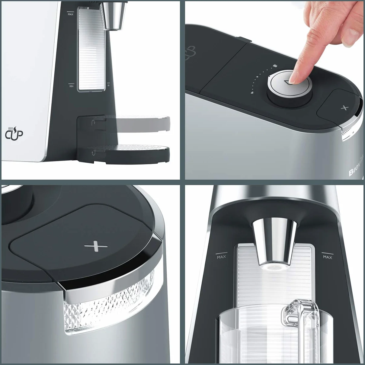 Breville HotCup VKT111 Dozownik gorącej wody o szybkim wrzeniu 3 kW Zmienna wysokość 2 l Srebrny
