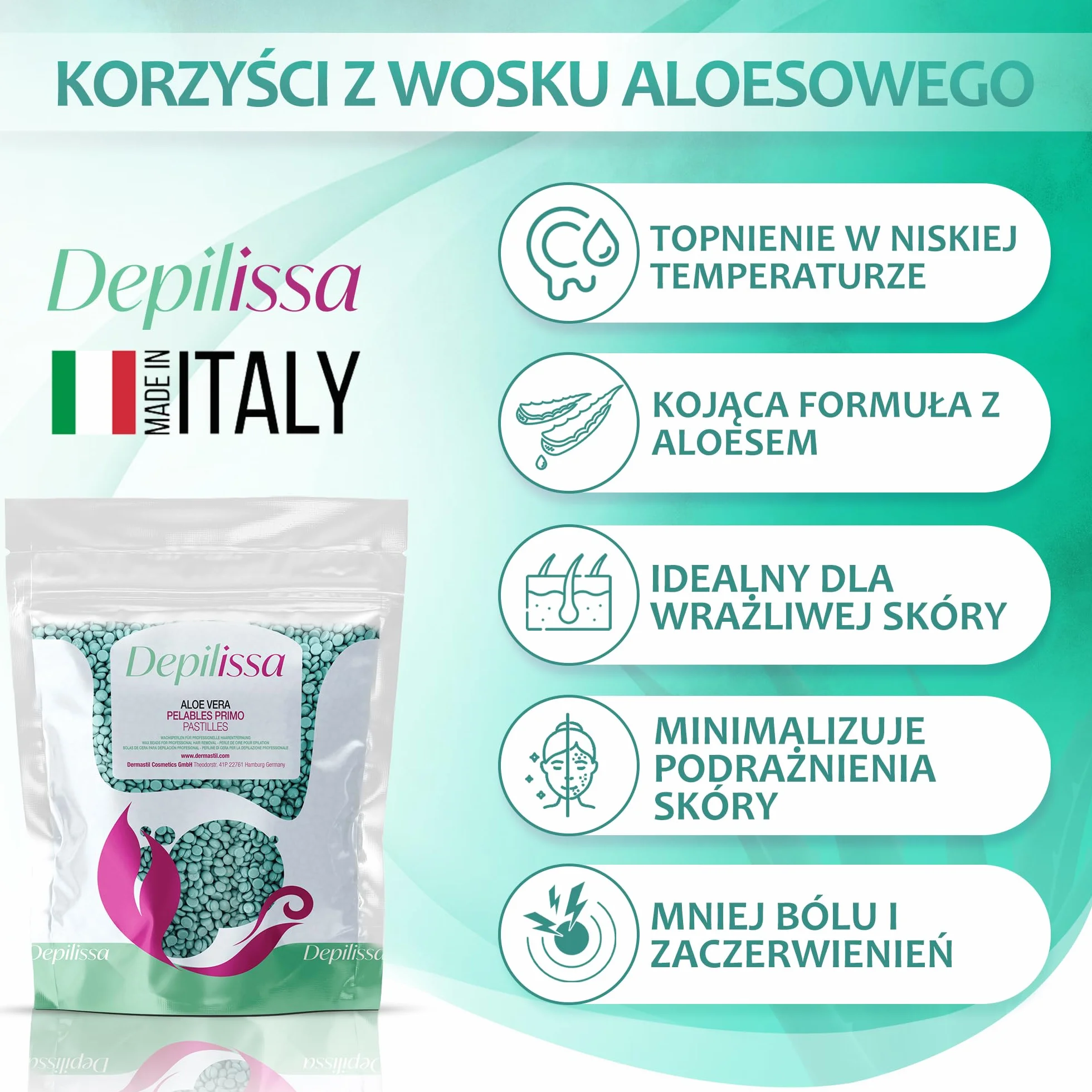 Aloe Vera TIO2 Perły woskowe do usuwania włosów 400 g bez pasków