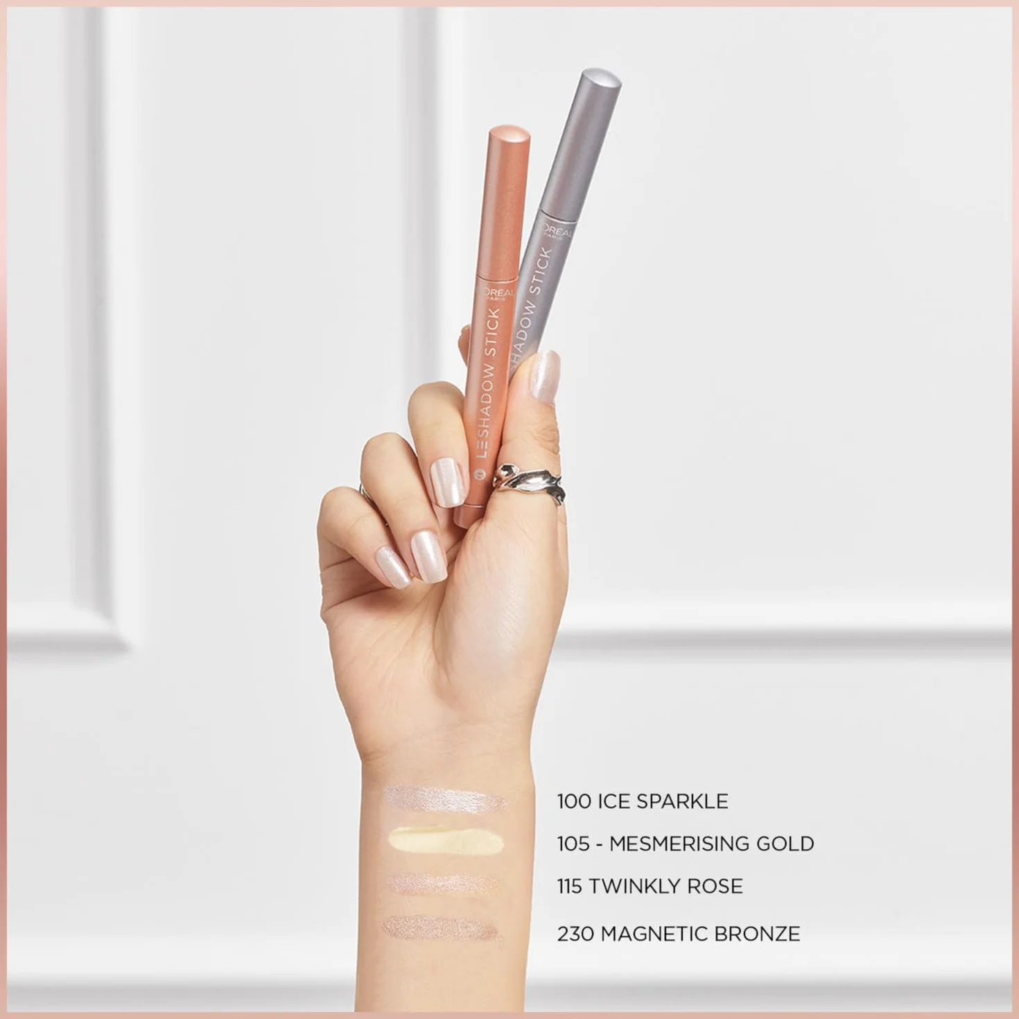 L'Oréal Paris Cienie do powiek w praktycznym formacie pisaka, błyszczące wykończenie, długotrwała tekstura żelowa, Le Shadow Stick by Paradise, nr 115 Twinkly Rose, 1,4 g