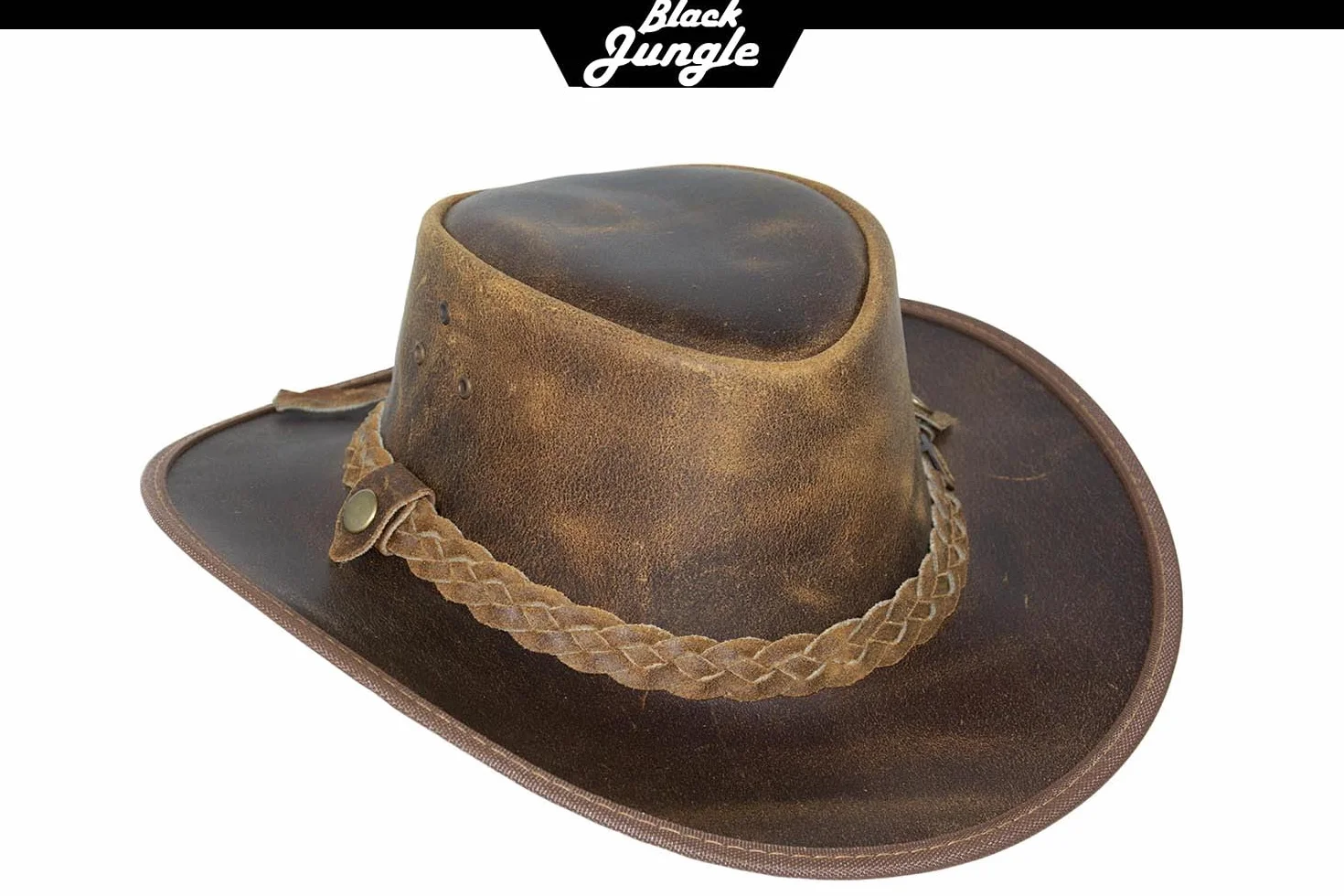 Black Jungle Skórzany kapelusz Bulat, kapelusz westernowy, kapelusz australijski, kapelusz kowbojski, Tan, XXL