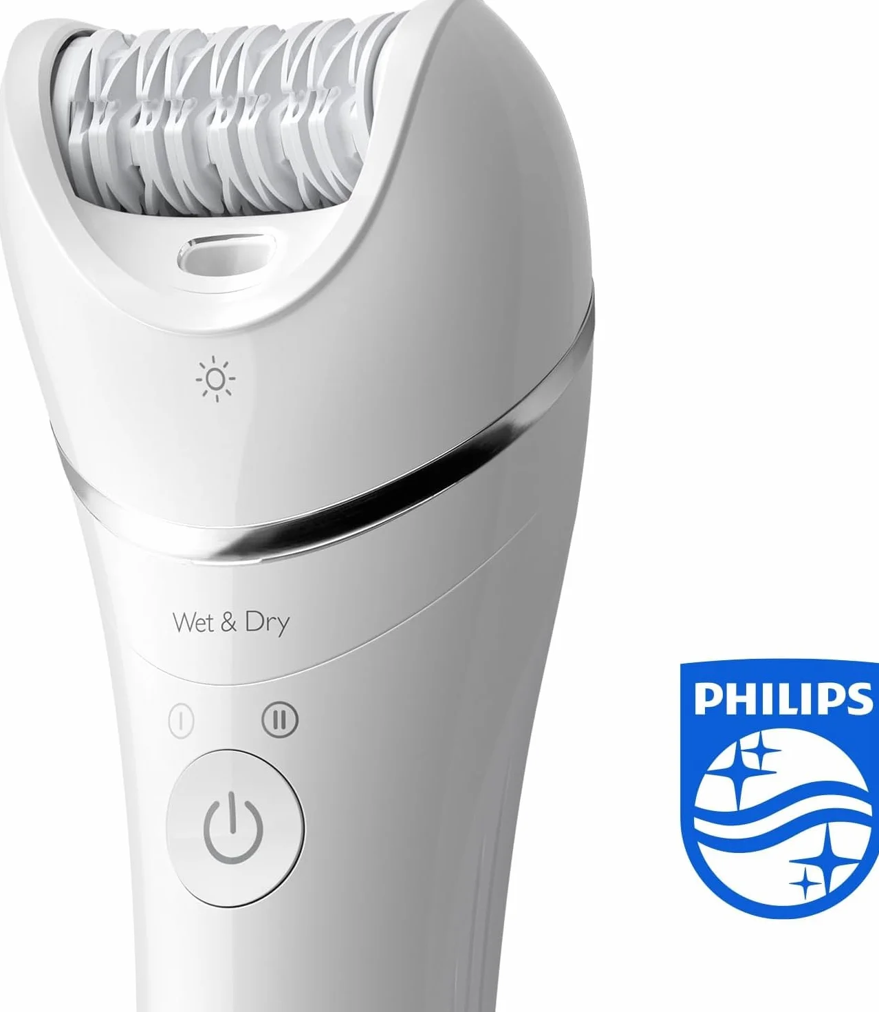 Philips Depilator z serii 8000, bezprzewodowy depilator na mokro i na sucho do nóg i ciała, z 6 akcesoriami, trymerem i szczoteczką złuszczającą, model BRE715/00