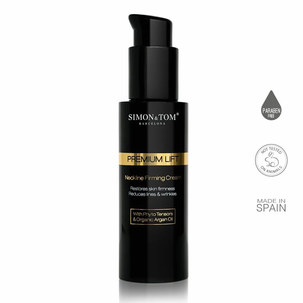 Simon&Tom Premium Lift Neckline Firming Cream Anti-Aging ujędrniający krem na szyję, nawilżający, liftingujący, kwas hialuronowy i czujniki fito, 100 ml