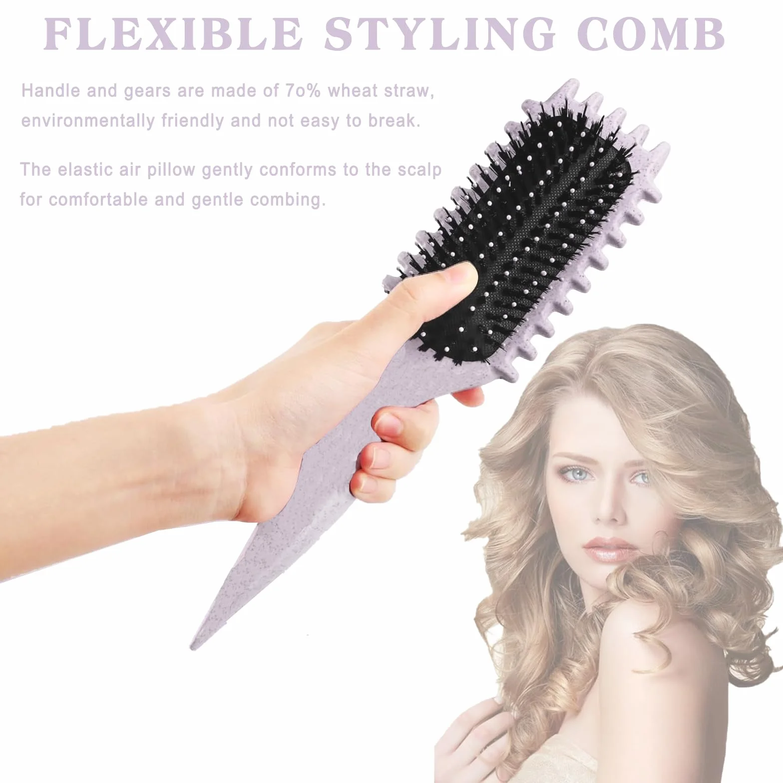 Definicja Curl Brush, Boul Styling do zwijania, kształcenia i projektowania loków (# kolor beżowy, paski)