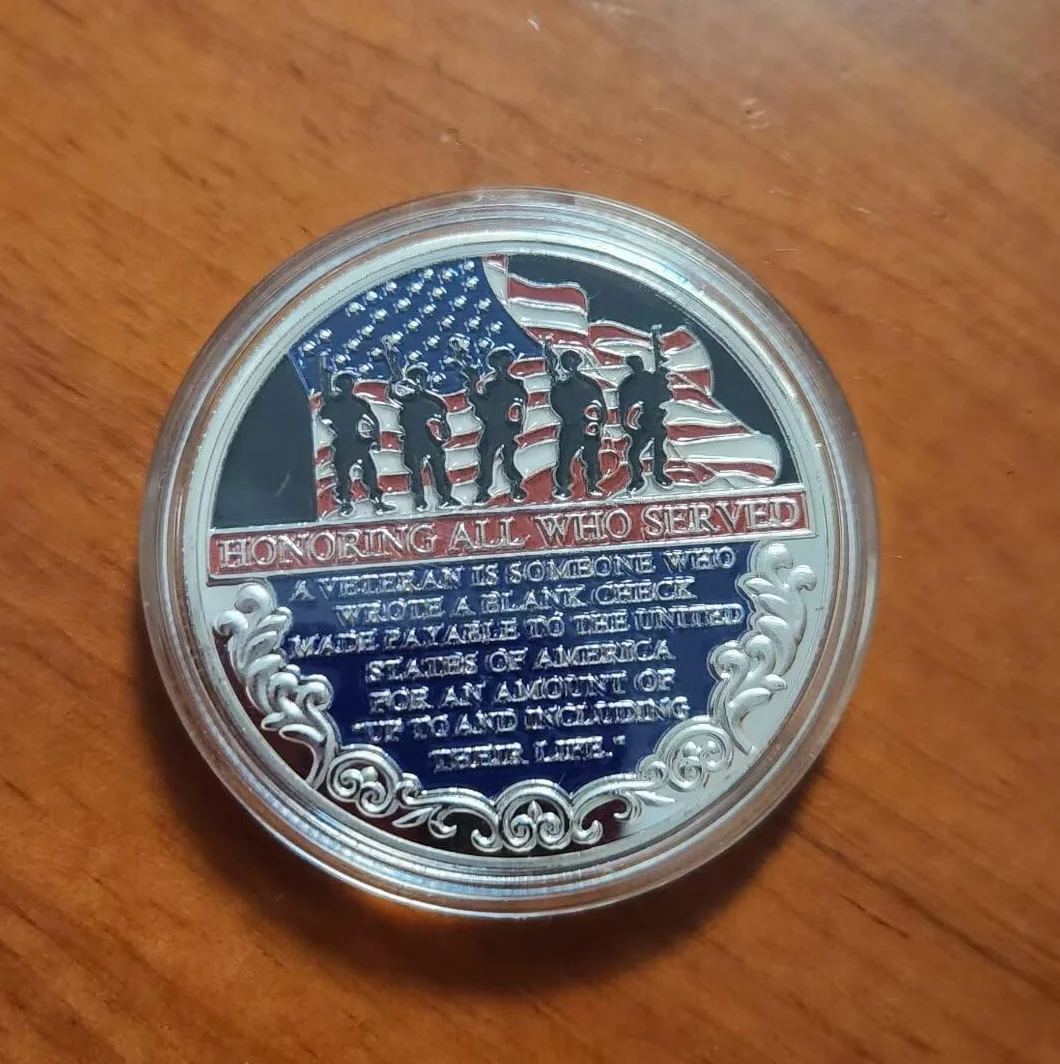 Moneta wyzwań wojskowych "Thank You for Your Service Veteran Coin", uhonorowanie wszystkich, którzy służyli wojskowej monetą wyzwania uznania
